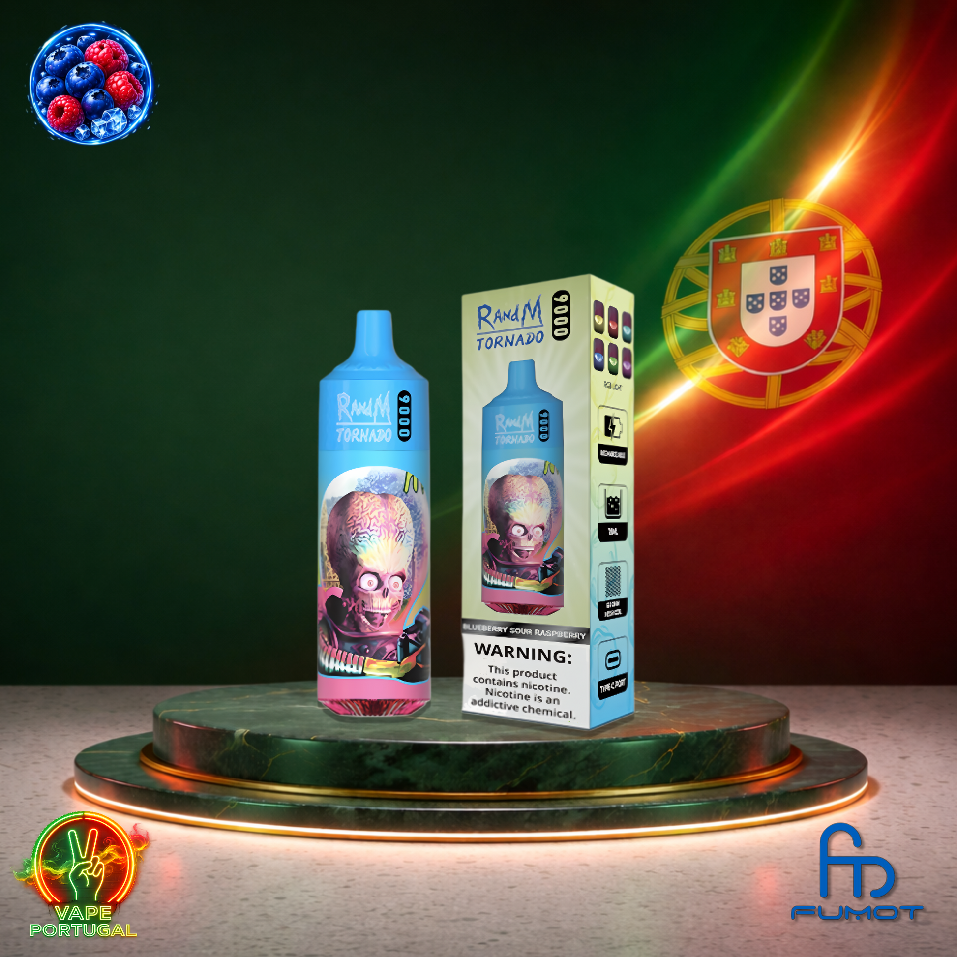 Vape descartável Fumot RandM Tornado 9K sabor Blueberry Sour Raspberry 9000 puffs 9K tragadas mais barato