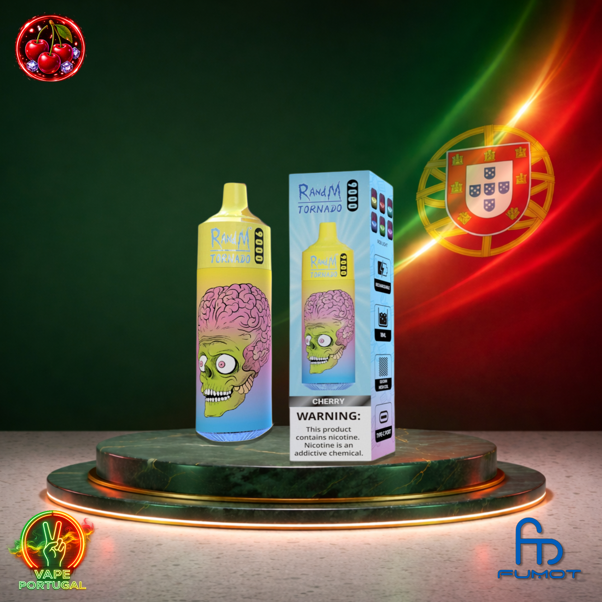 Vape descartável Fumot RandM Tornado 9K sabor Cherry 9000 puffs 9K tragadas mais barato