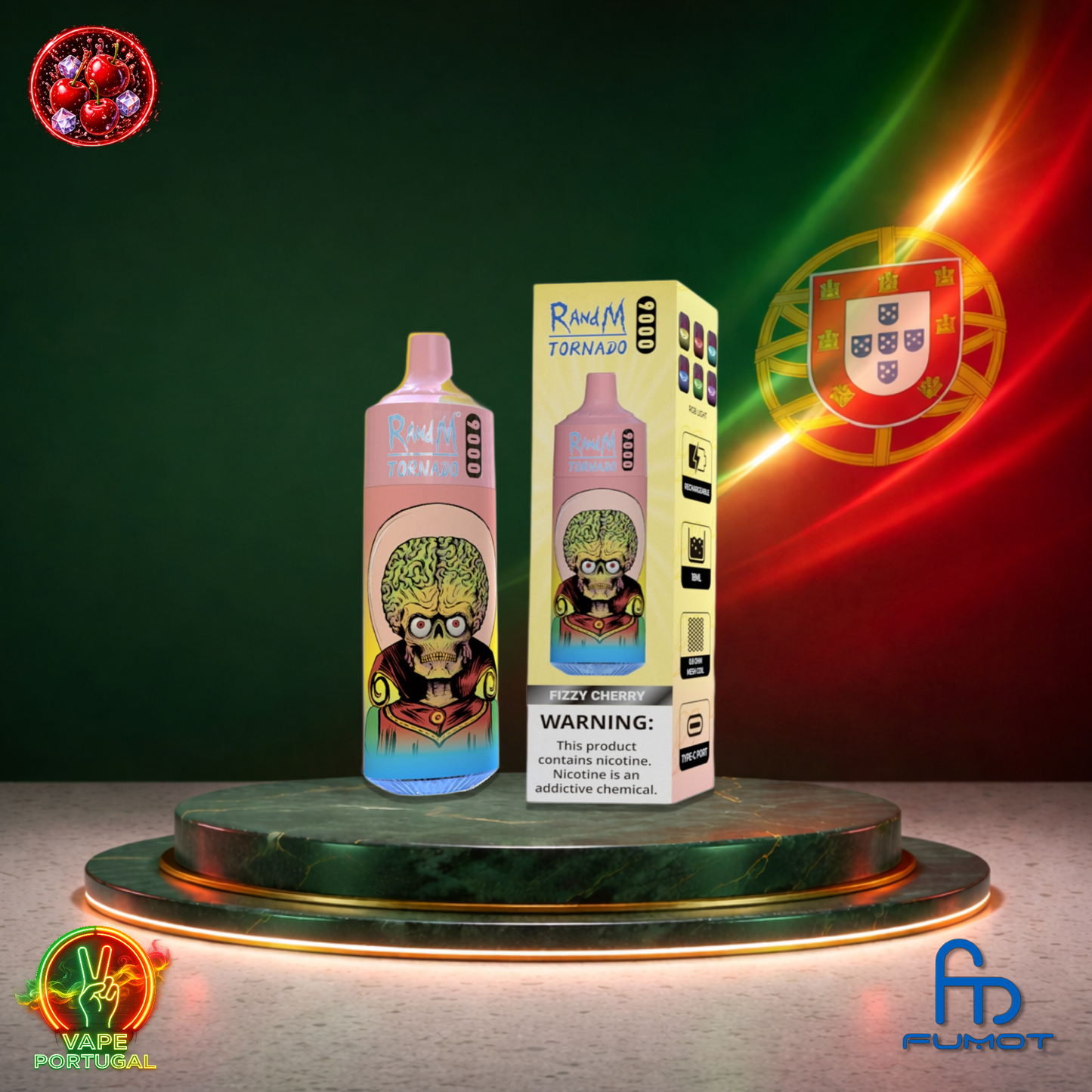 Vape descartável Fumot RandM Tornado 9K sabor Fizzy Cherry 9000 puffs 9K tragadas mais barato