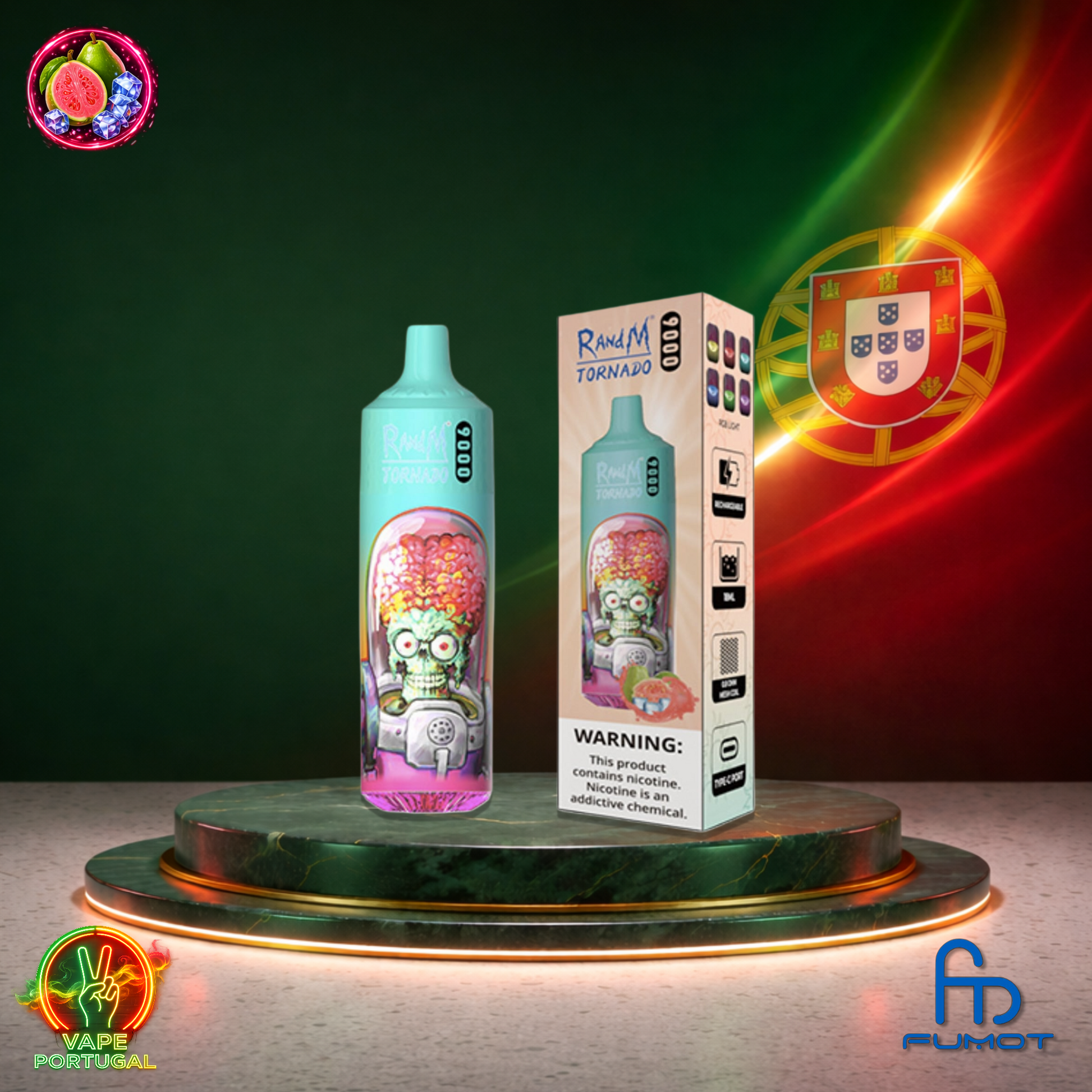 Vape descartável Fumot RandM Tornado 9K sabor Grape 9000 puffs 9K tragadas mais barato
