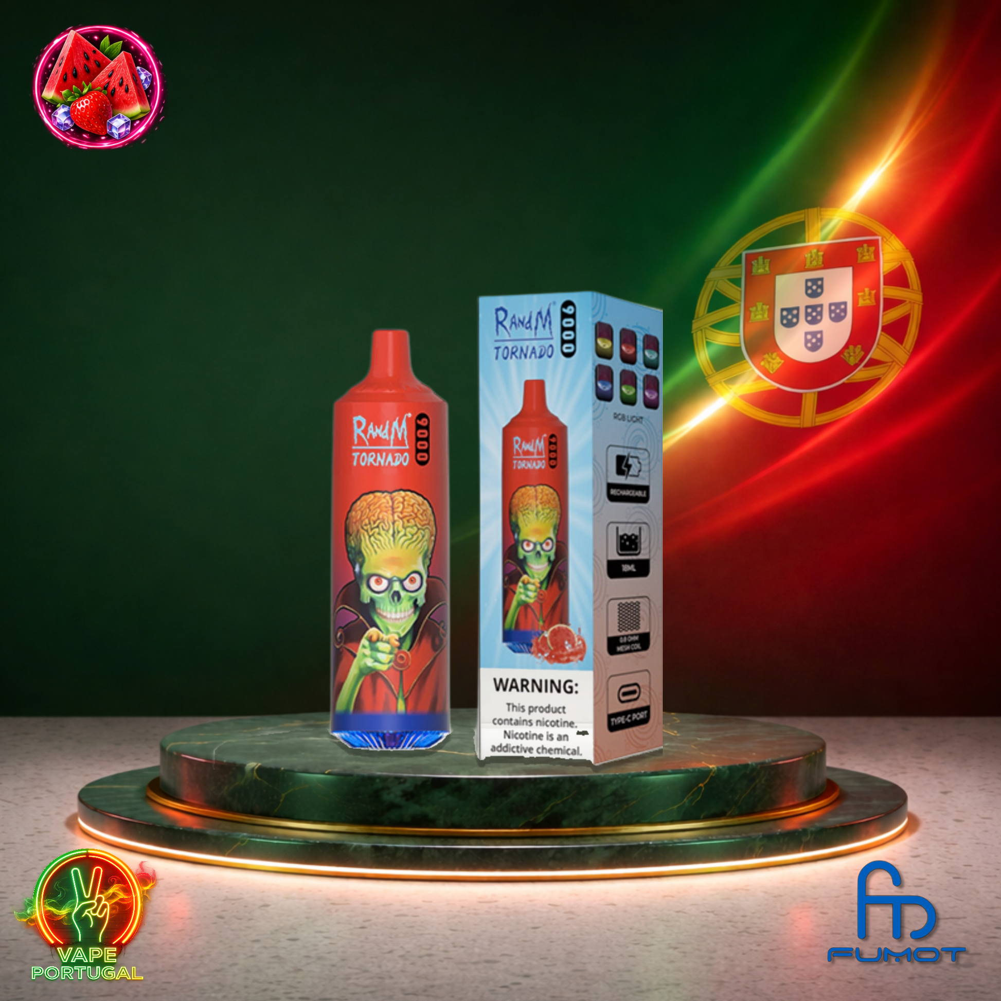 Vape descartável Fumot RandM Tornado 9K sabor Lush Ice 9000 puffs 9K tragadas mais barato
