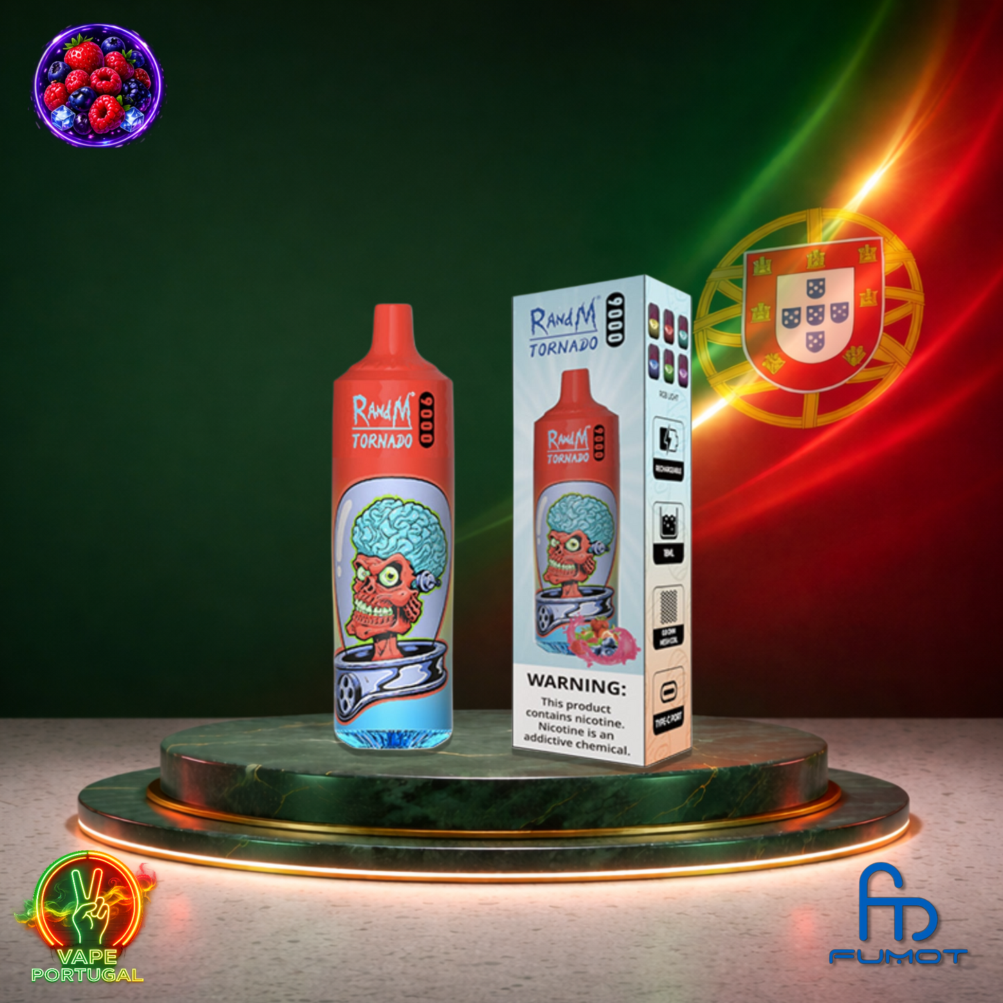 Vape descartável Fumot RandM Tornado 9K sabor Mixed Berries 9000 puffs 9K tragadas mais barato