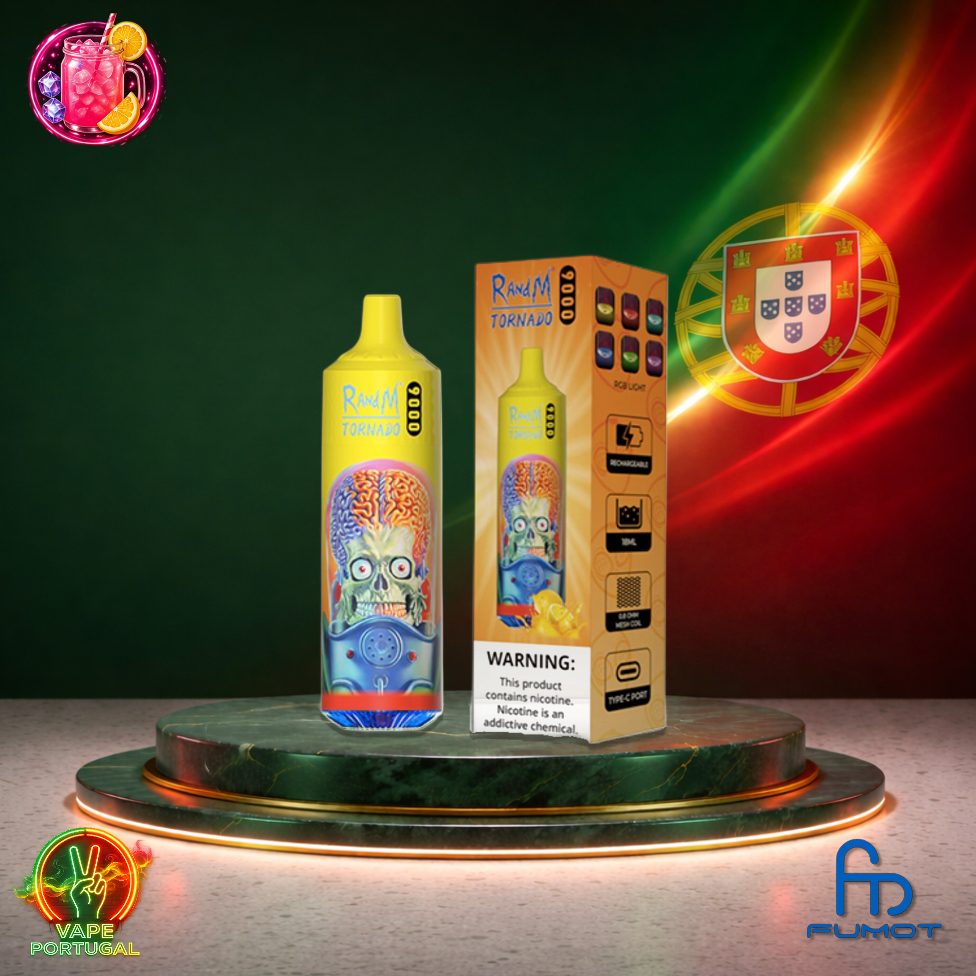 Vape descartável Fumot RandM Tornado 9K sabor Pink Lemonade 9000 puffs 9K tragadas mais barato