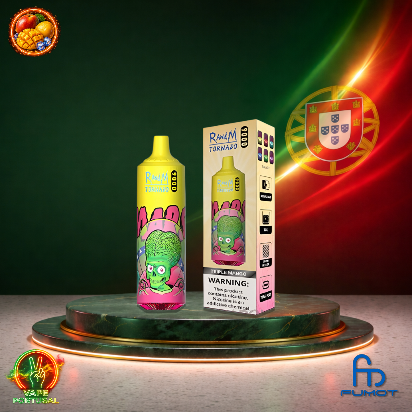 Vape descartável Fumot RandM Tornado 9K sabor Triple Mango 9000 puffs 9K tragadas mais barato