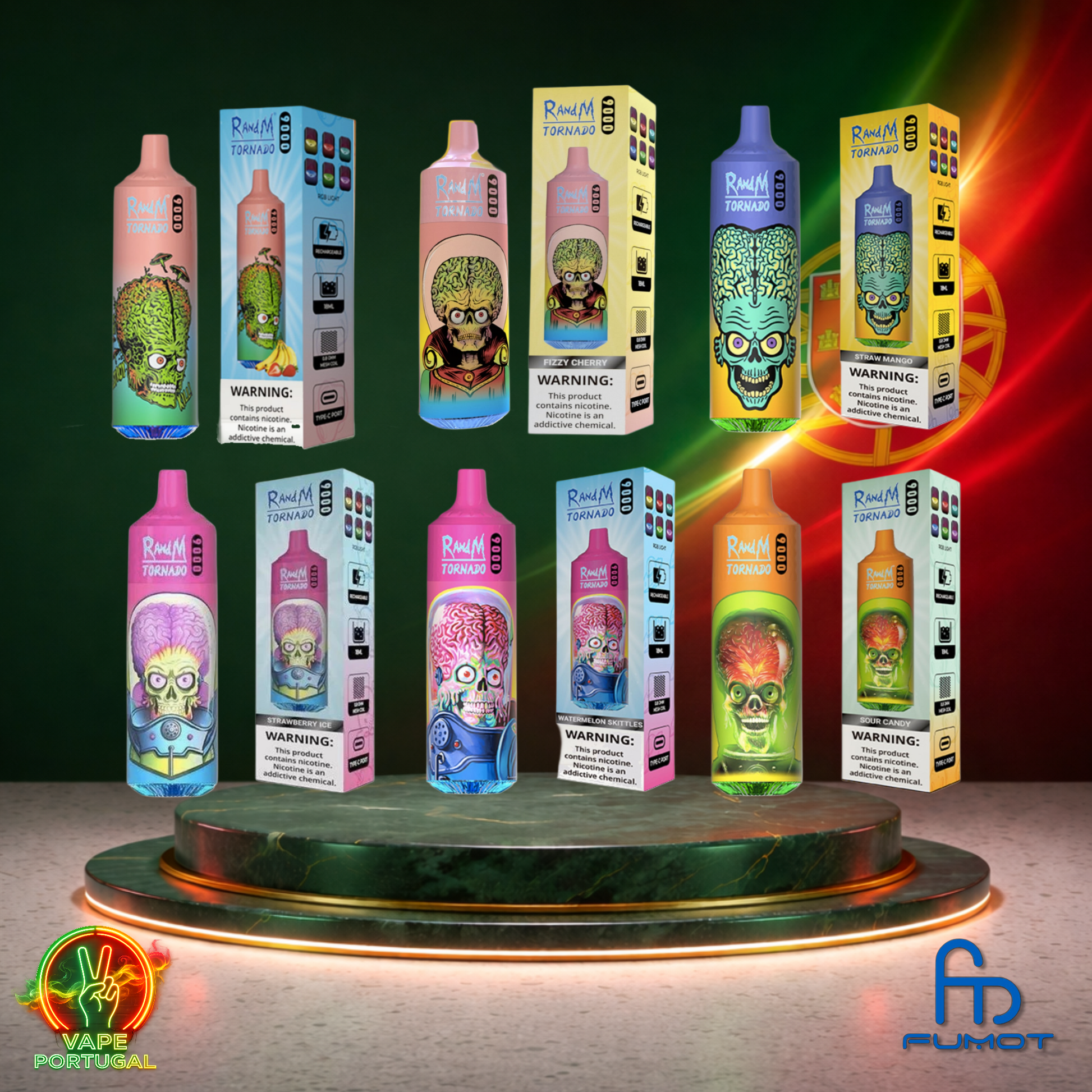 Vape descartável Fumot RandM Tornado 9K sabor Vários Sabores 9000 puffs 9K tragadas mais barato