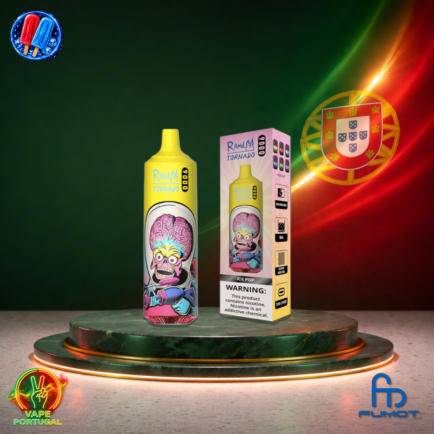 Vape descartável Fumot RandM Tornado 9K sabor Ice Pop 9000 puffs 9K tragadas mais barato