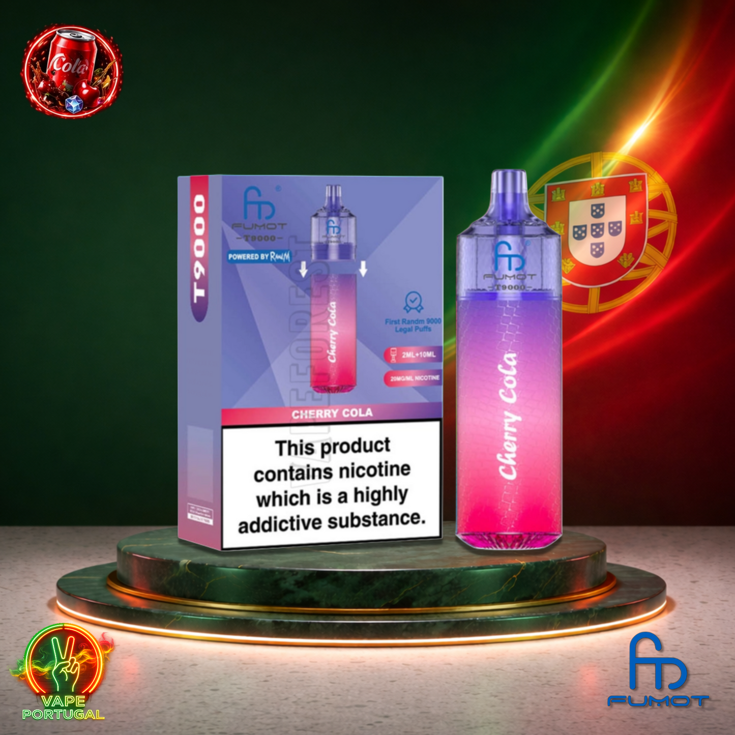 Vape descartável Fumot T9000 9K sabor Cherry Cola 9000 puffs 9K tragadas mais barato