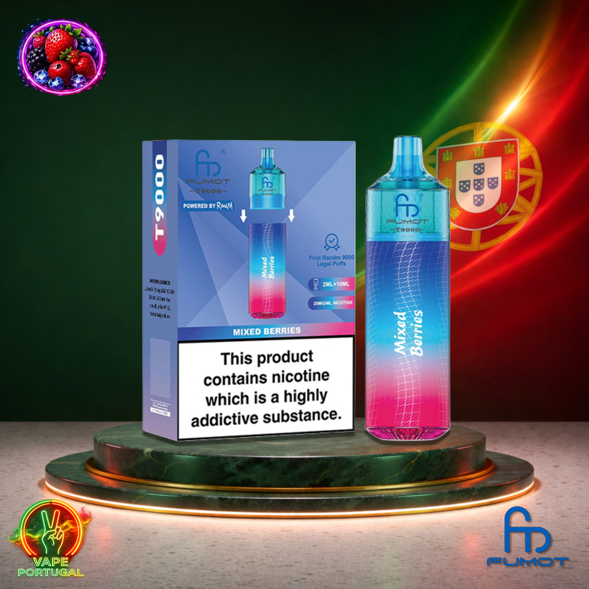 Vape descartável Fumot T9000 9K sabor Mixed Berries 9000 puffs 9K tragadas mais barato