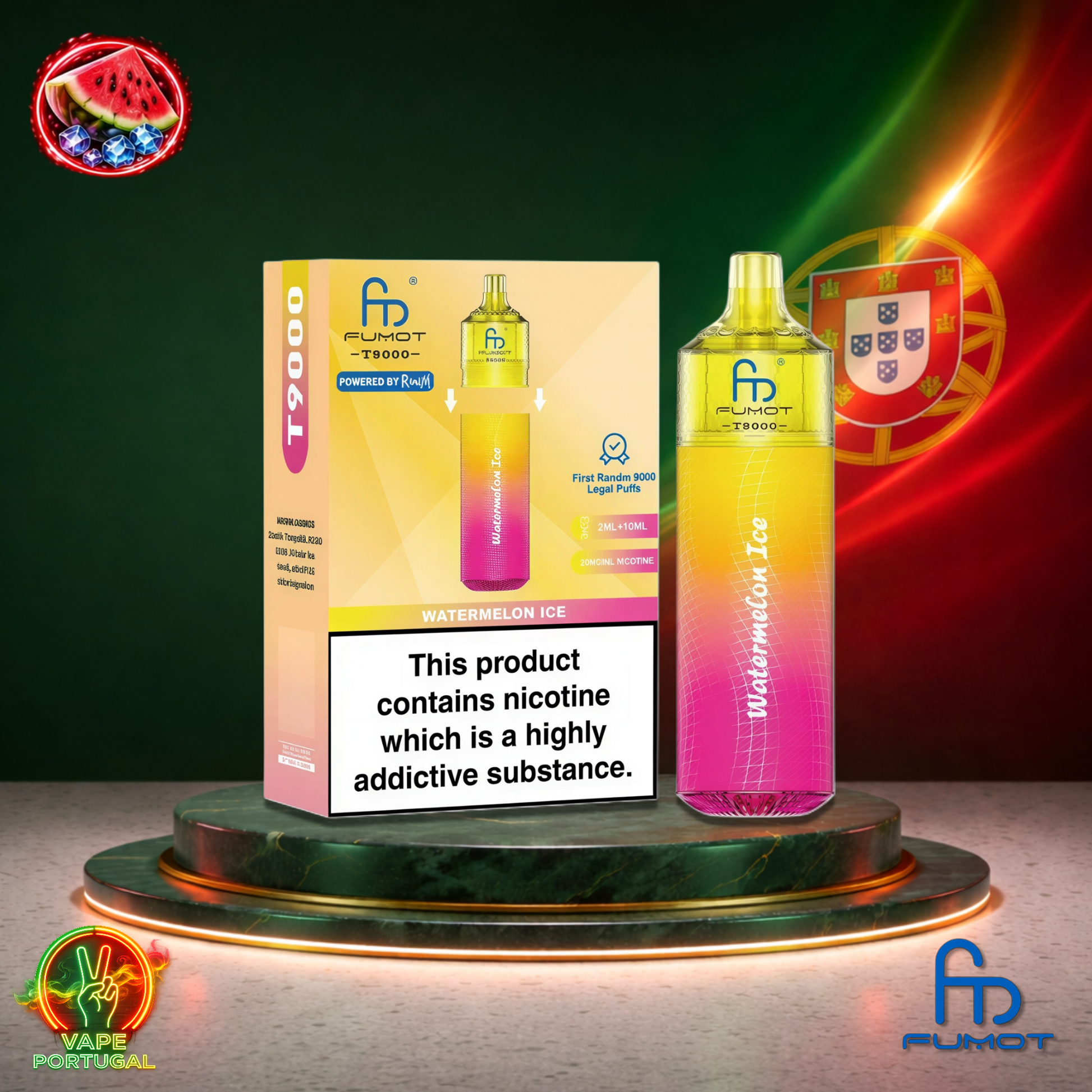 Vape descartável Fumot T9000 9K sabor Watermelon Ice 9000 puffs 9K tragadas mais barato
