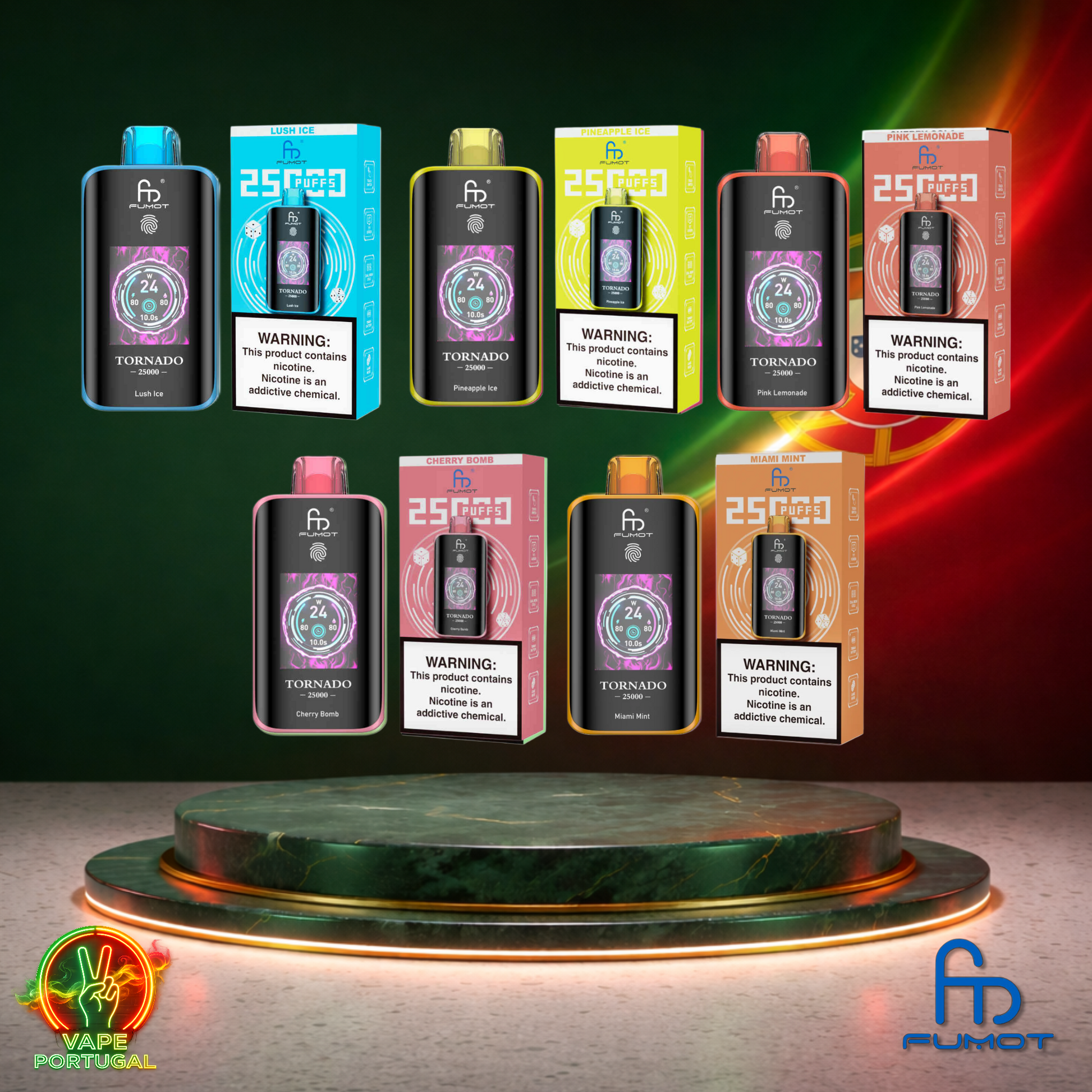 Vape descartável Fumot Tornado 25K sabores variados 25000 puffs 25K tragadas mais barato em caixa