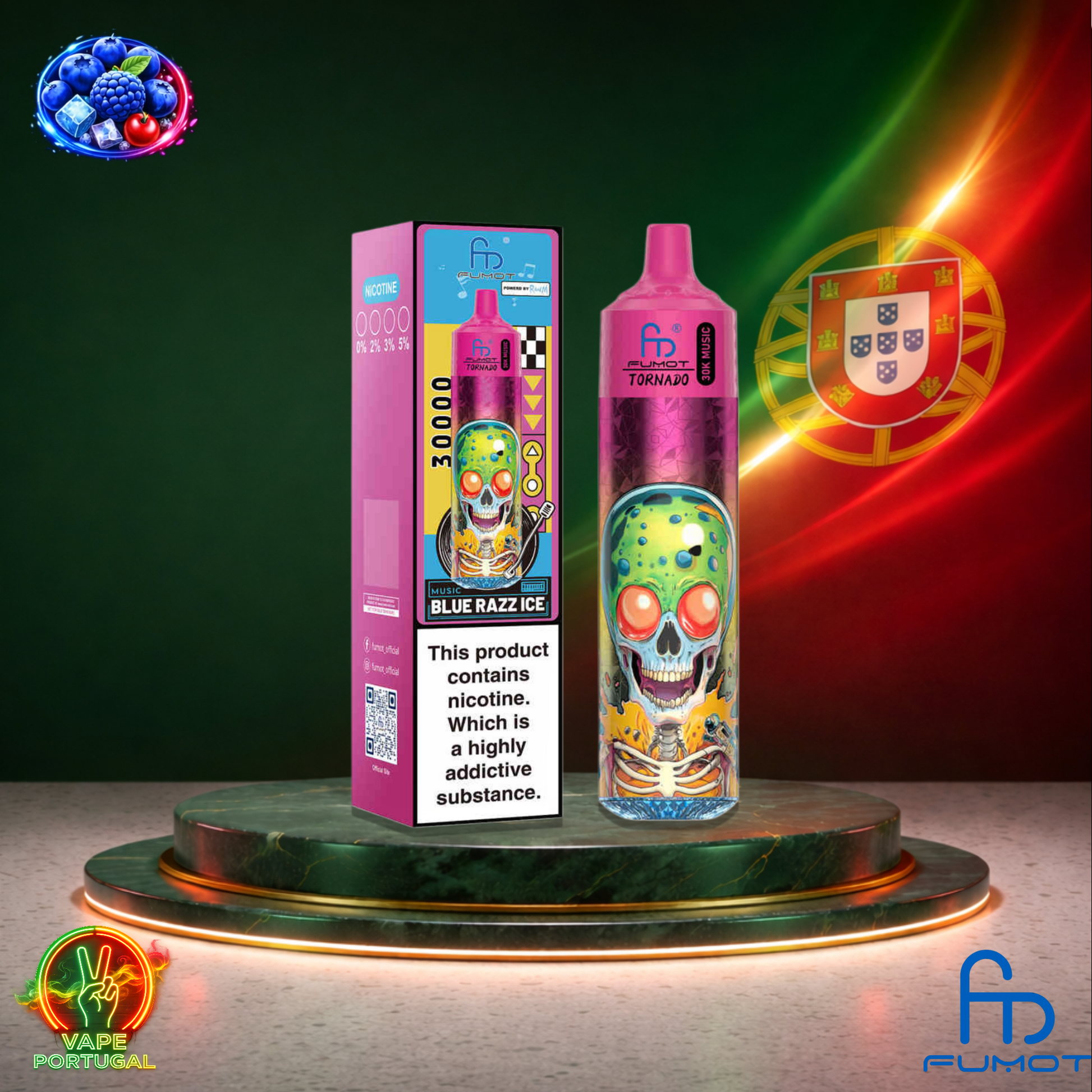 Vape descartável Fumot Tornado 30K sabor Blue Razz Ice 30000 puffs 30K tragadas mais barato