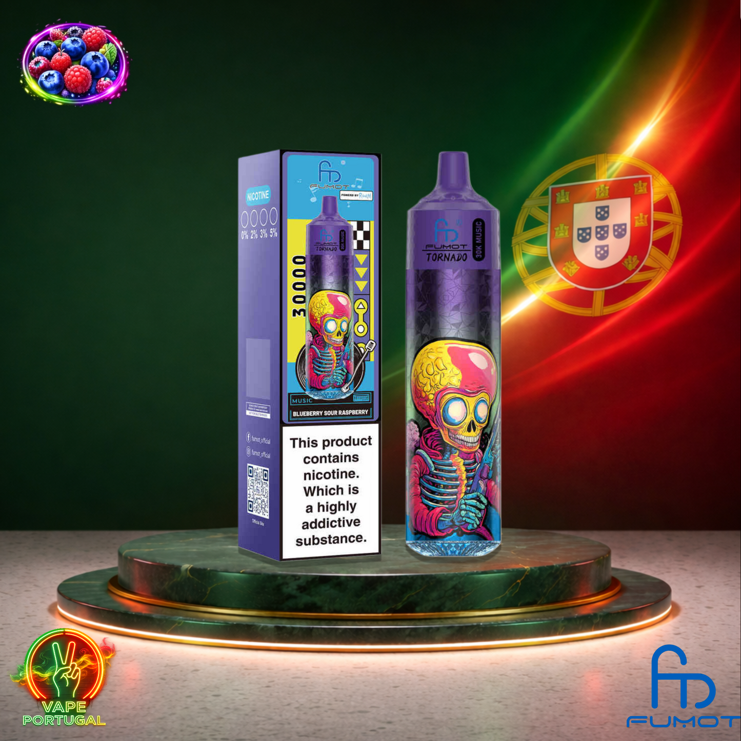Vape descartável Fumot Tornado 30K sabor Blueberry Sour Raspberry 30000 puffs 30K tragadas mais barato