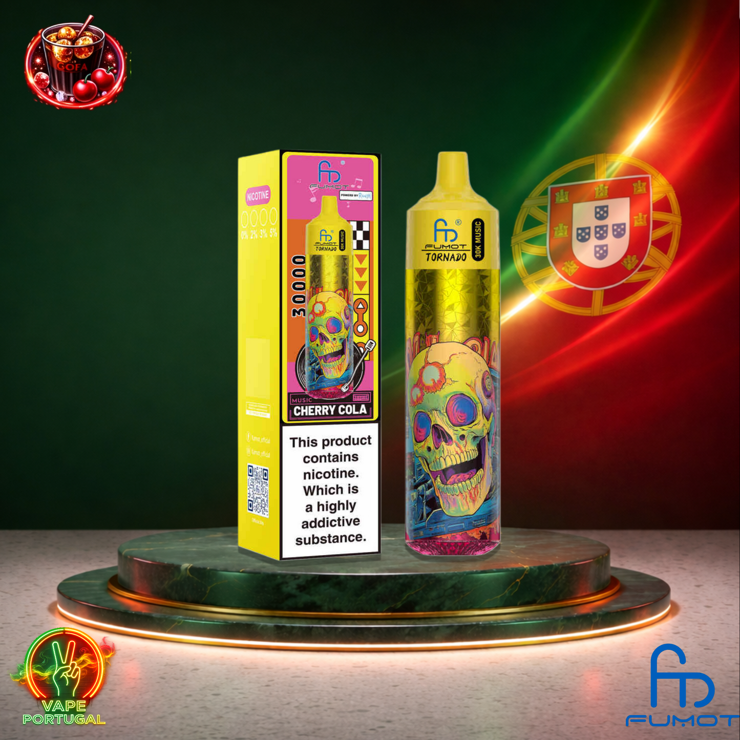 Vape descartável Fumot Tornado 30K sabor Cherry Cola 30000 puffs 30K tragadas mais barato