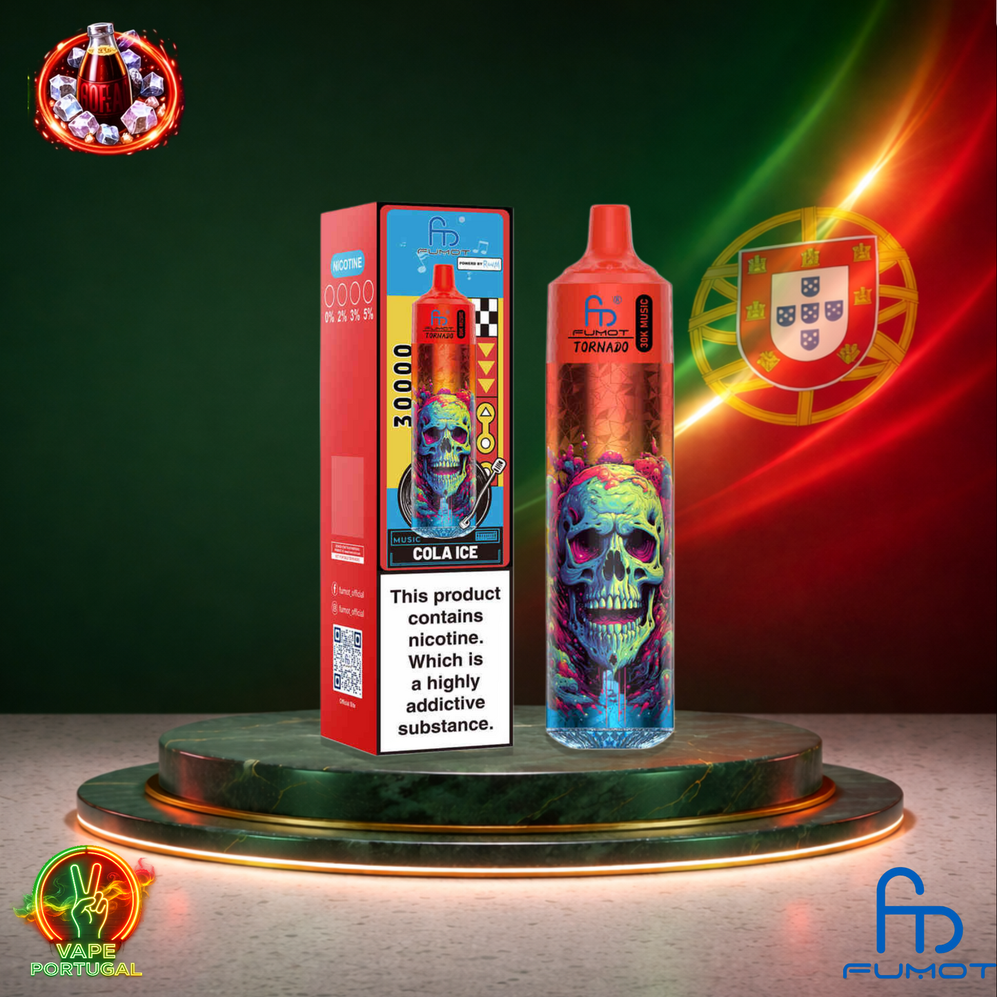 Vape descartável Fumot Tornado 30K sabor Cola Ice 30000 puffs 30K tragadas mais barato