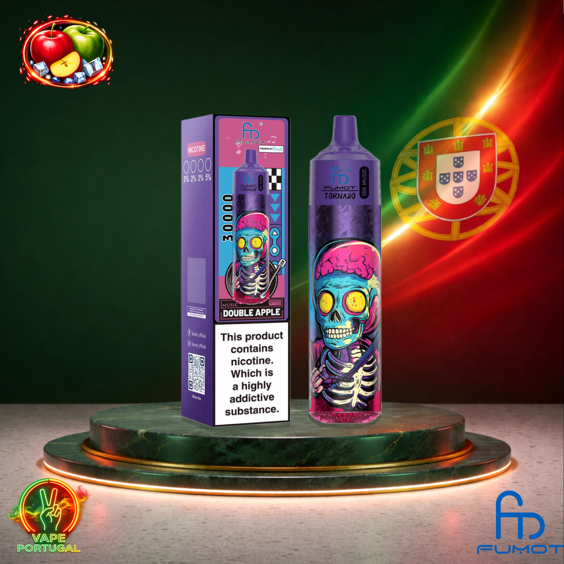 Vape descartável Fumot Tornado 30K sabor Double Apple 30000 puffs 30K tragadas mais barato