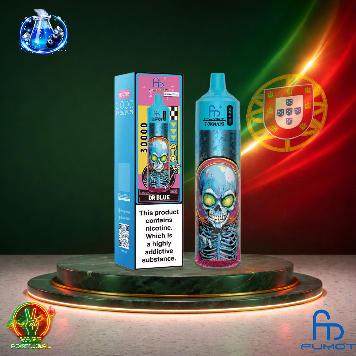 Vape descartável Fumot Tornado 30K sabor Dr Blue 30000 puffs 30K tragadas mais barato
