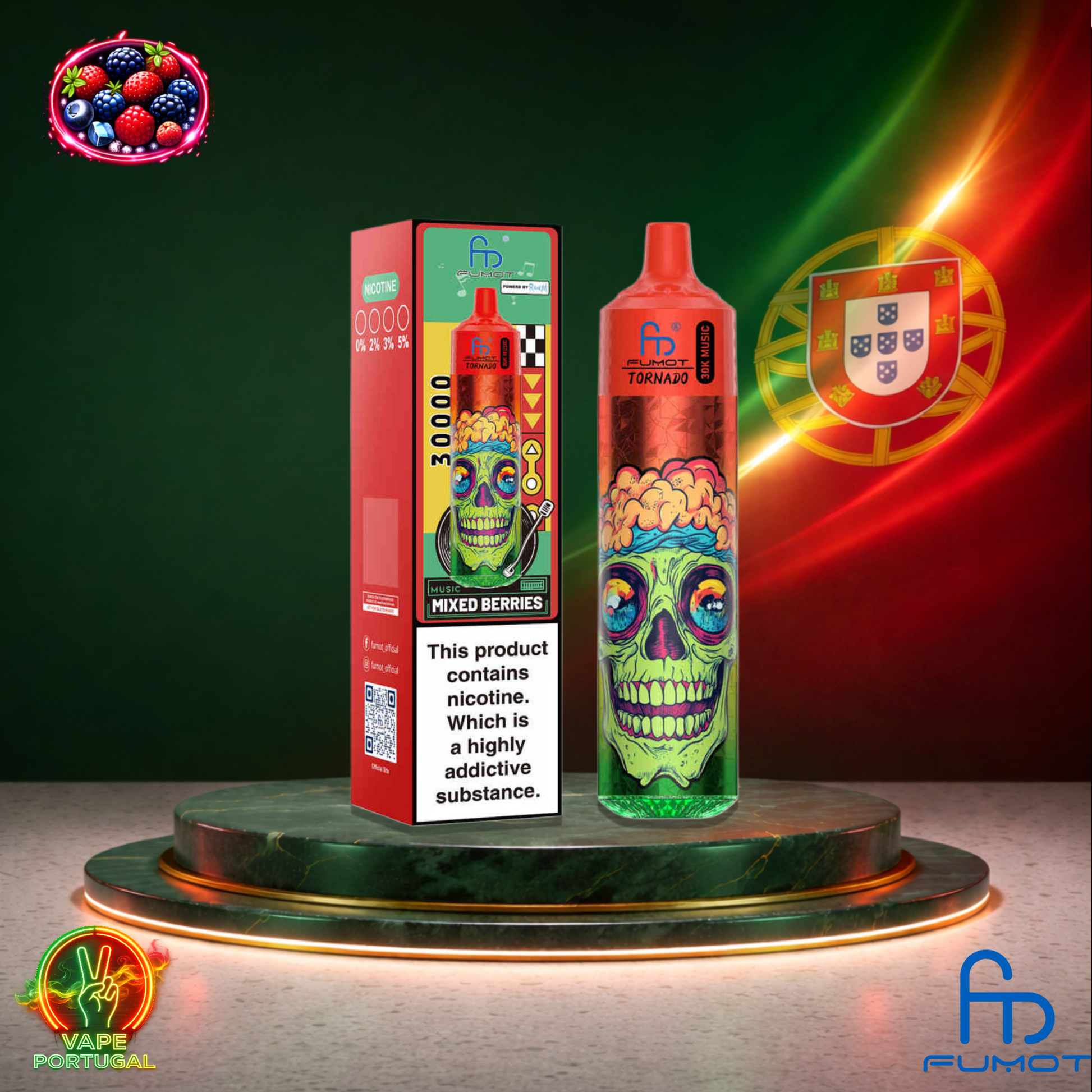 Vape descartável Fumot Tornado 30K sabor Mixed Berries 30000 puffs 30K tragadas mais barato