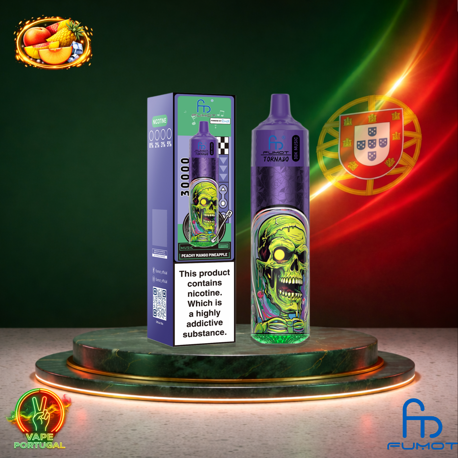 Vape descartável Fumot Tornado 30K sabor Peach Mango Pineapple 30000 puffs 30K tragadas mais barato