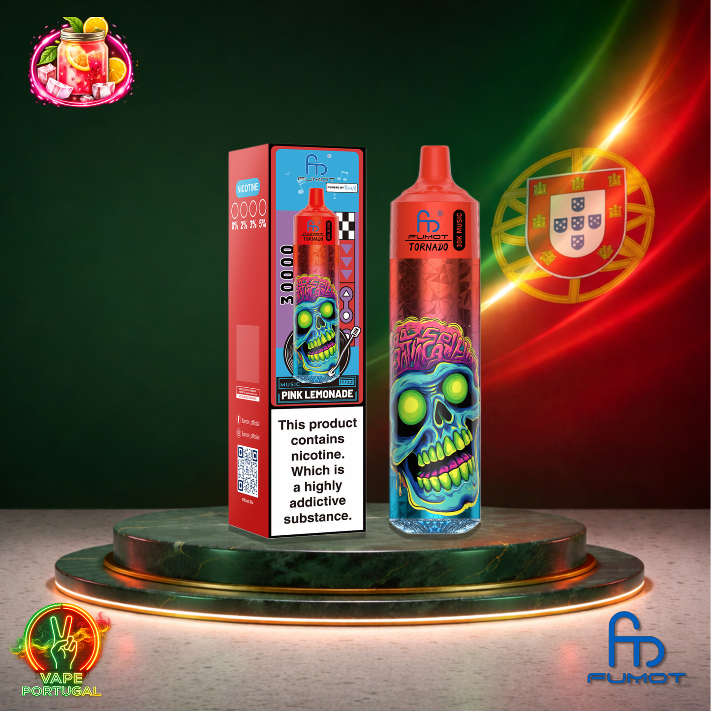 Vape descartável Fumot Tornado 30K sabor Pink Lemonade 30000 puffs 30K tragadas mais barato