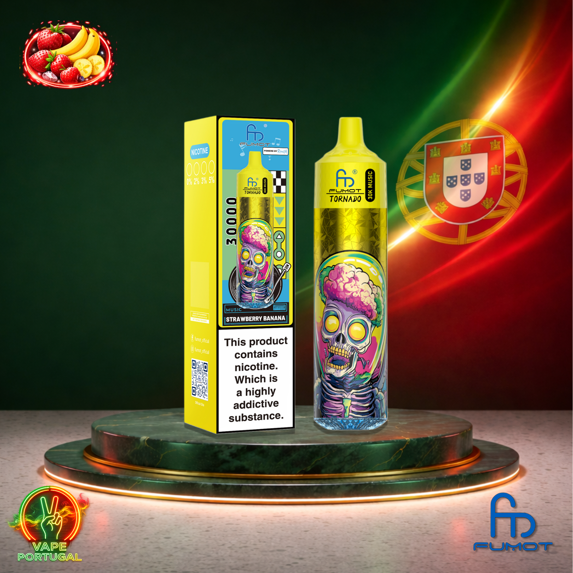Vape descartável Fumot Tornado 30K sabor Strawberry Banana 30000 puffs 30K tragadas mais barato