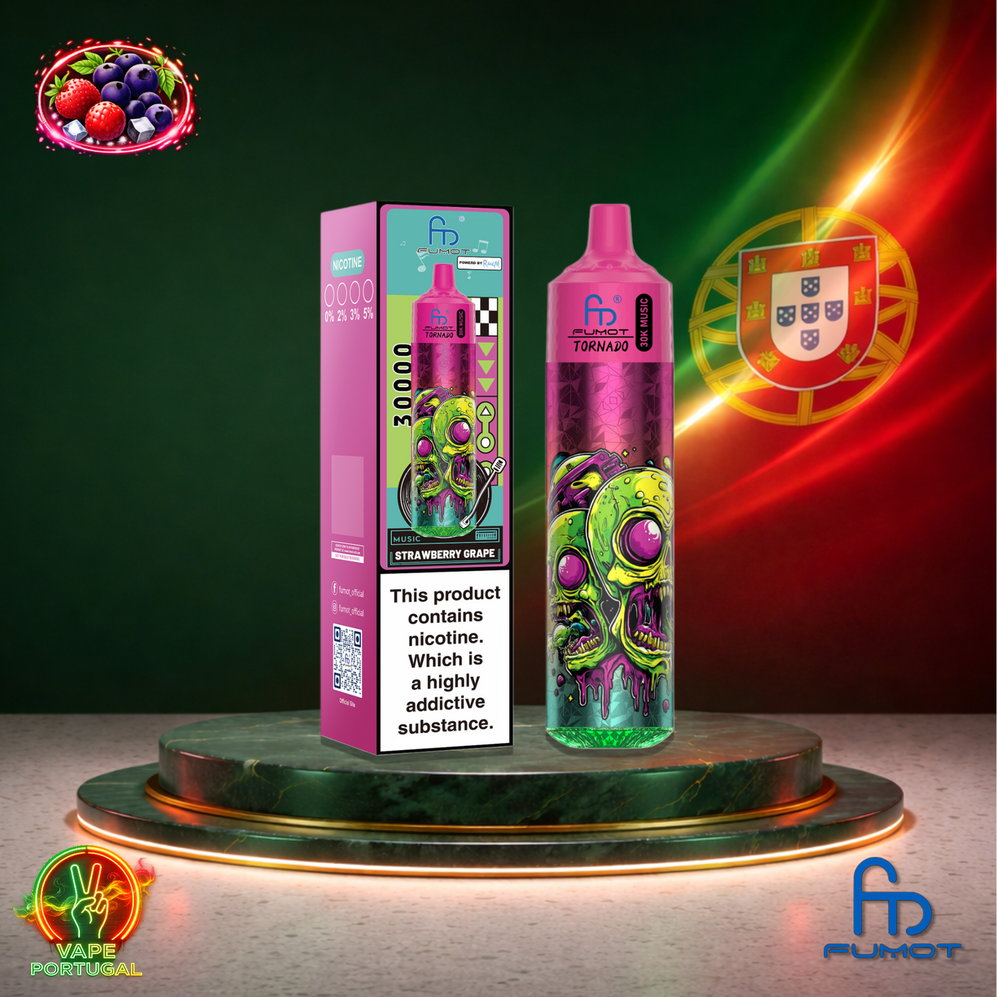 Vape descartável Fumot Tornado 30K sabor Strawberry Grape 30000 puffs 30K tragadas mais barato