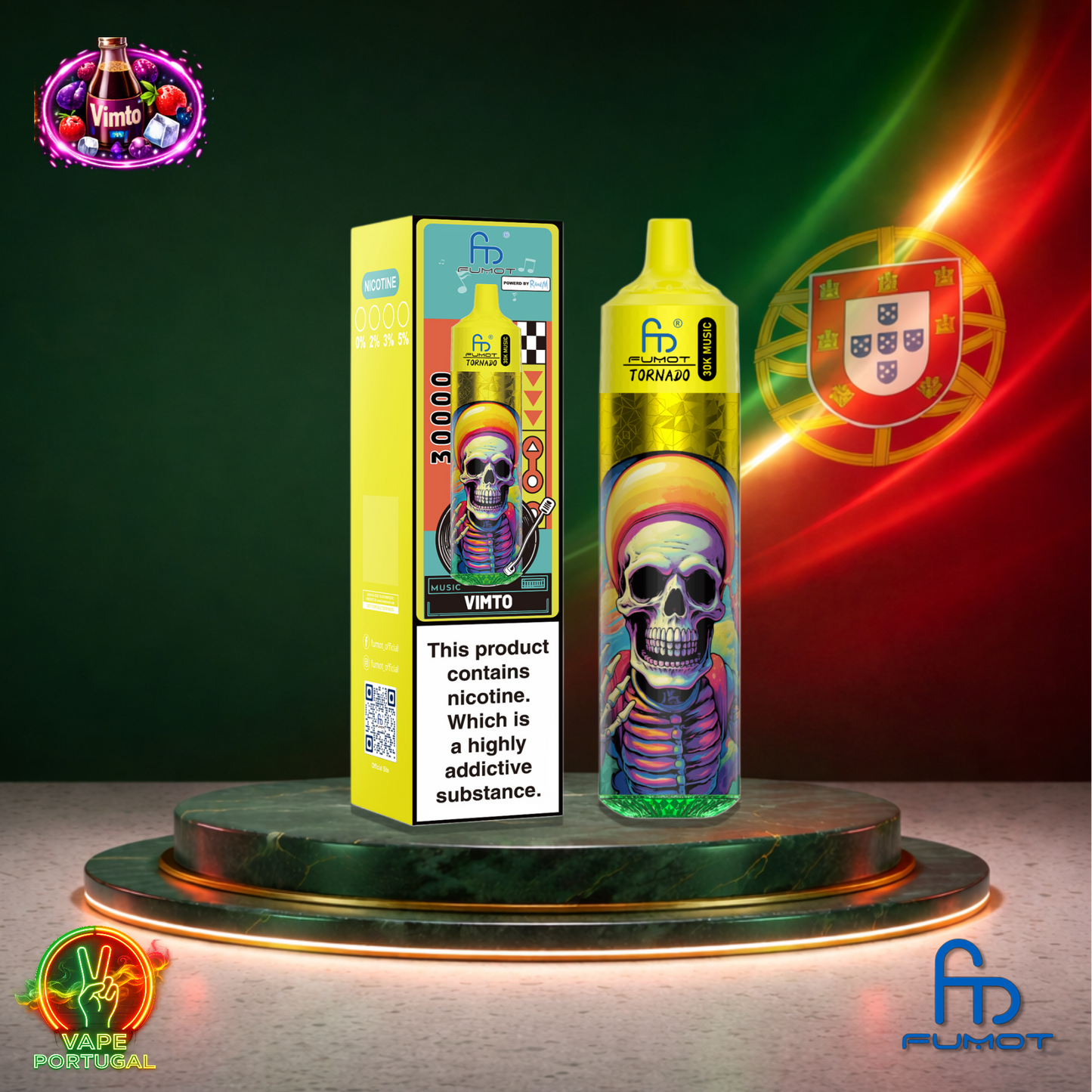 Vape descartável Fumot Tornado 30K sabor Vimto 30000 puffs 30K tragadas mais barato