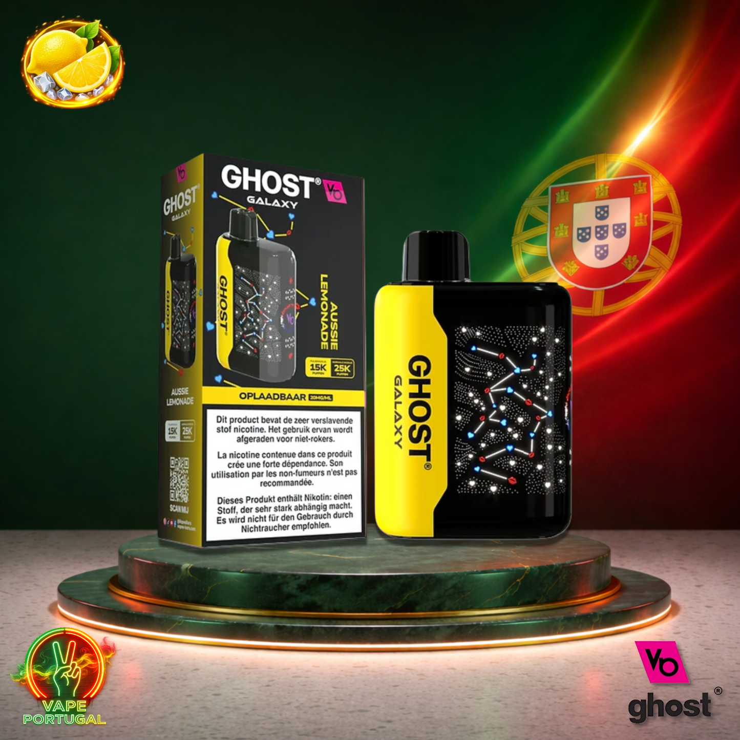 Vape descartável Ghost Galaxy 25K sabor Aussie Lemonade 25000 puffs 25K tragadas mais barato