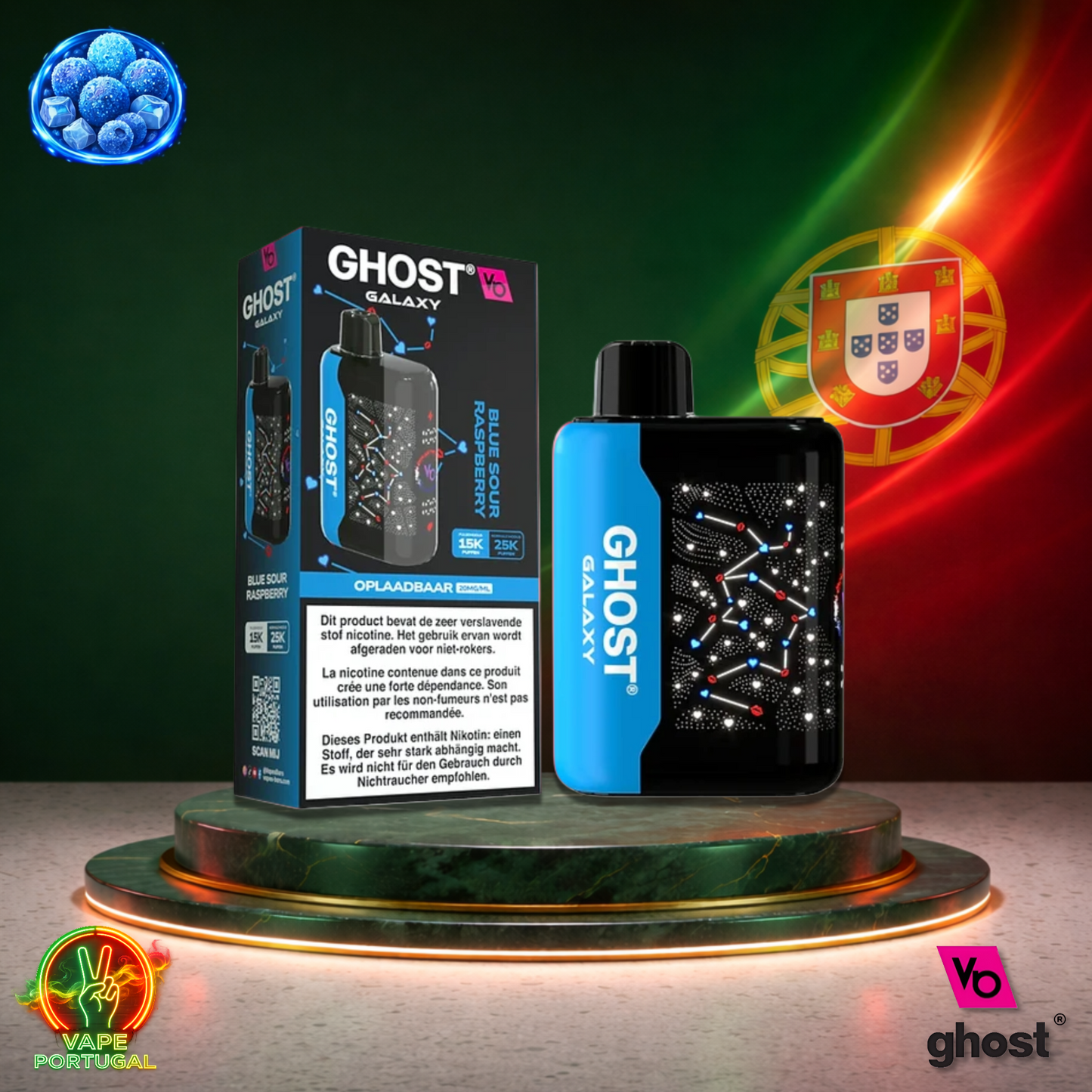 Vape descartável Ghost Galaxy 25K sabor Blue Sour Raspberry 25000 puffs 25K tragadas mais barato