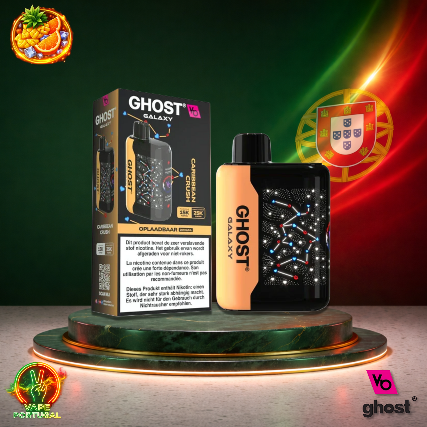 Vape descartável Ghost Galaxy 25K sabor Caribbean Crush 25000 puffs 25K tragadas mais barato