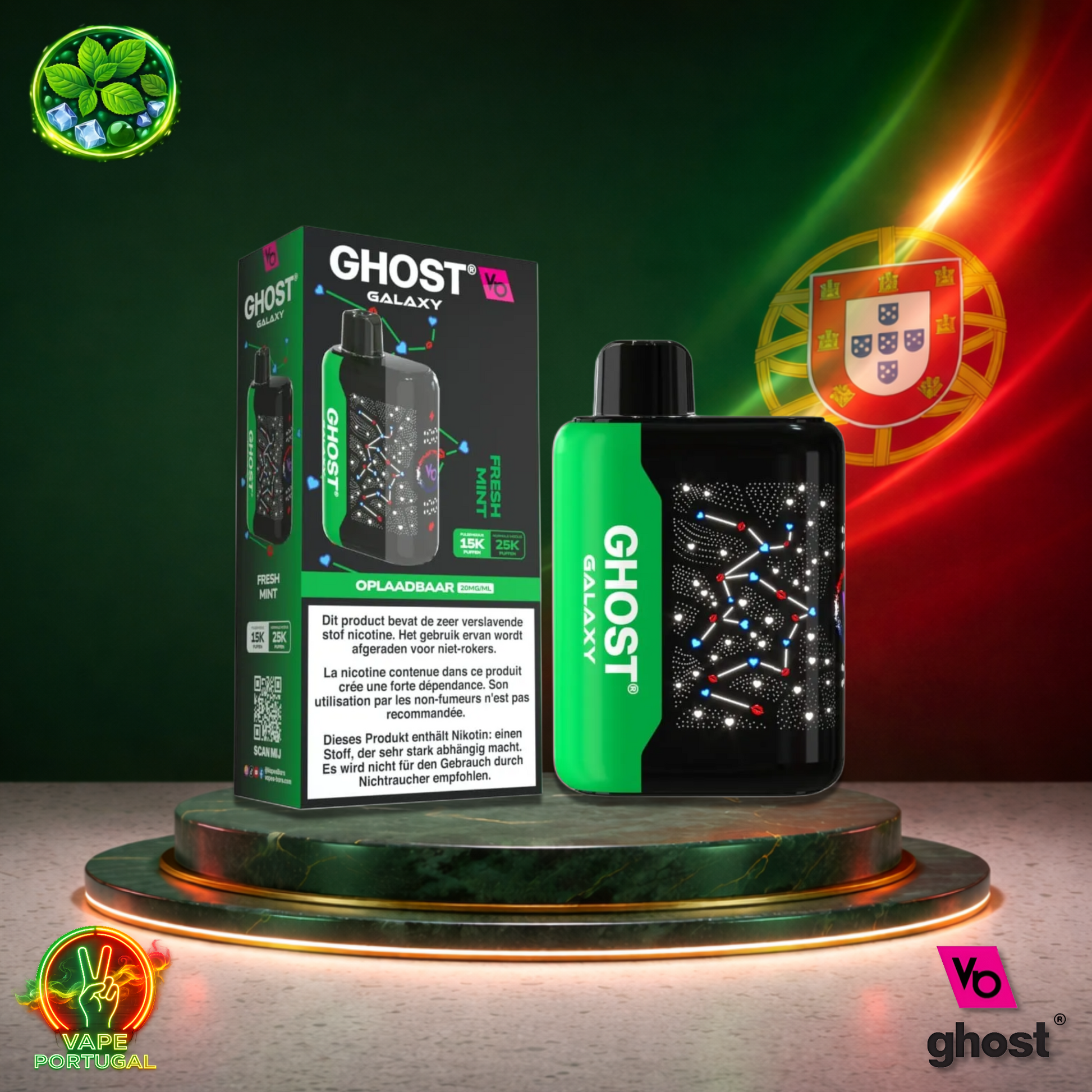 Vape descartável Ghost Galaxy 25K sabor Fresh Mint 25000 puffs 25K tragadas mais barato