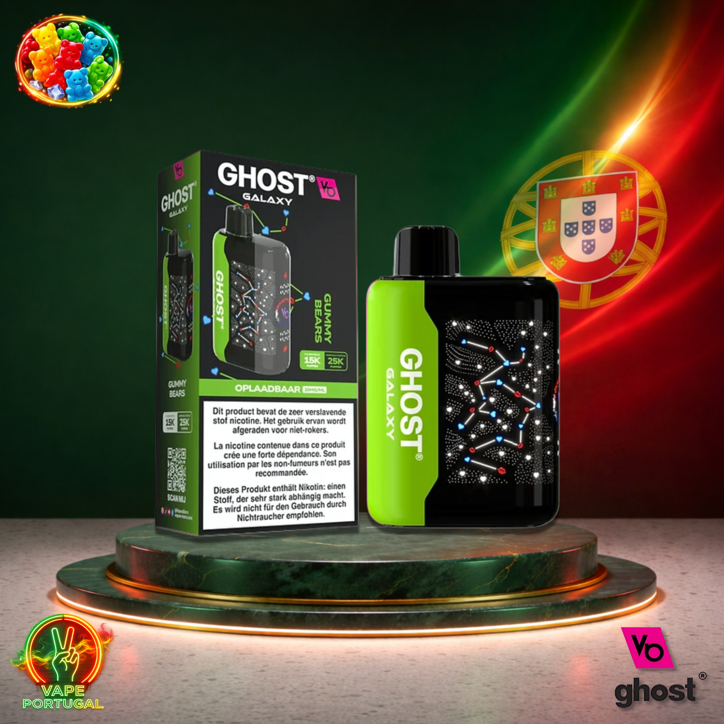 Vape descartável Ghost Galaxy 25K sabor Gummy Bear 25000 puffs 25K tragadas mais barato