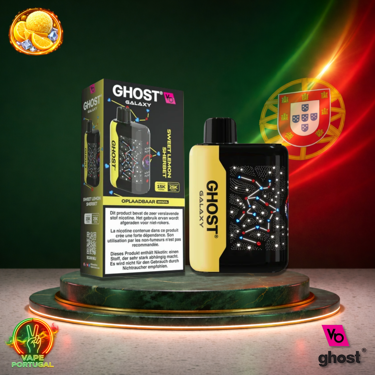 Vape descartável Ghost Galaxy 25K sabor Sweet Lemon Sherbet 25000 puffs 25K tragadas mais barato