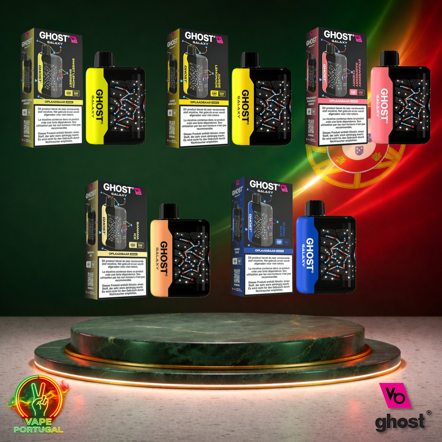 Vape descartável Ghost Galaxy 25K vários sabores 25000 puffs 25K tragadas em caixa mais barato