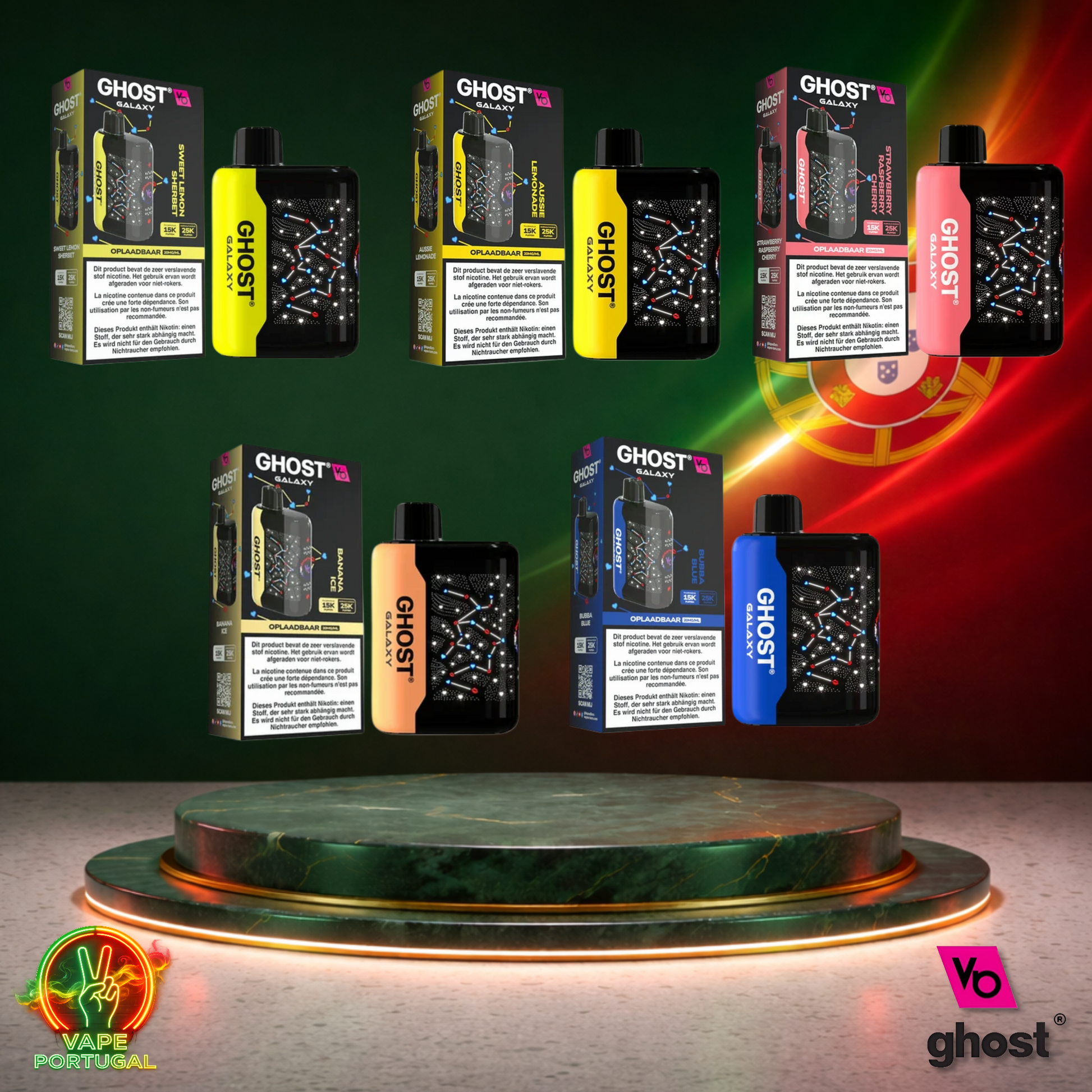 Vape descartável Ghost Galaxy 25K vários sabores 25000 puffs 25K tragadas em caixa mais barato