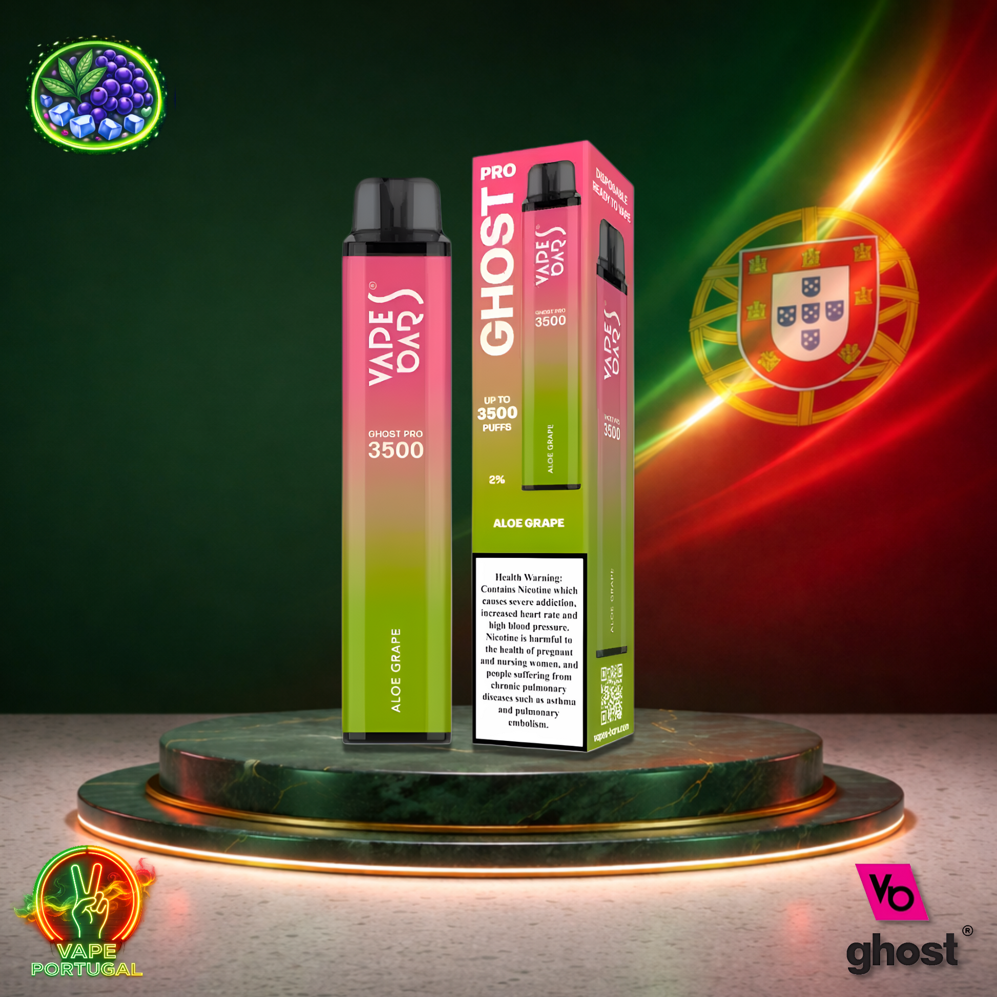 Vape descartável Ghost Pro 3500 sabor Aloe Grape 3500 puffs 3.5K tragadas mais barato