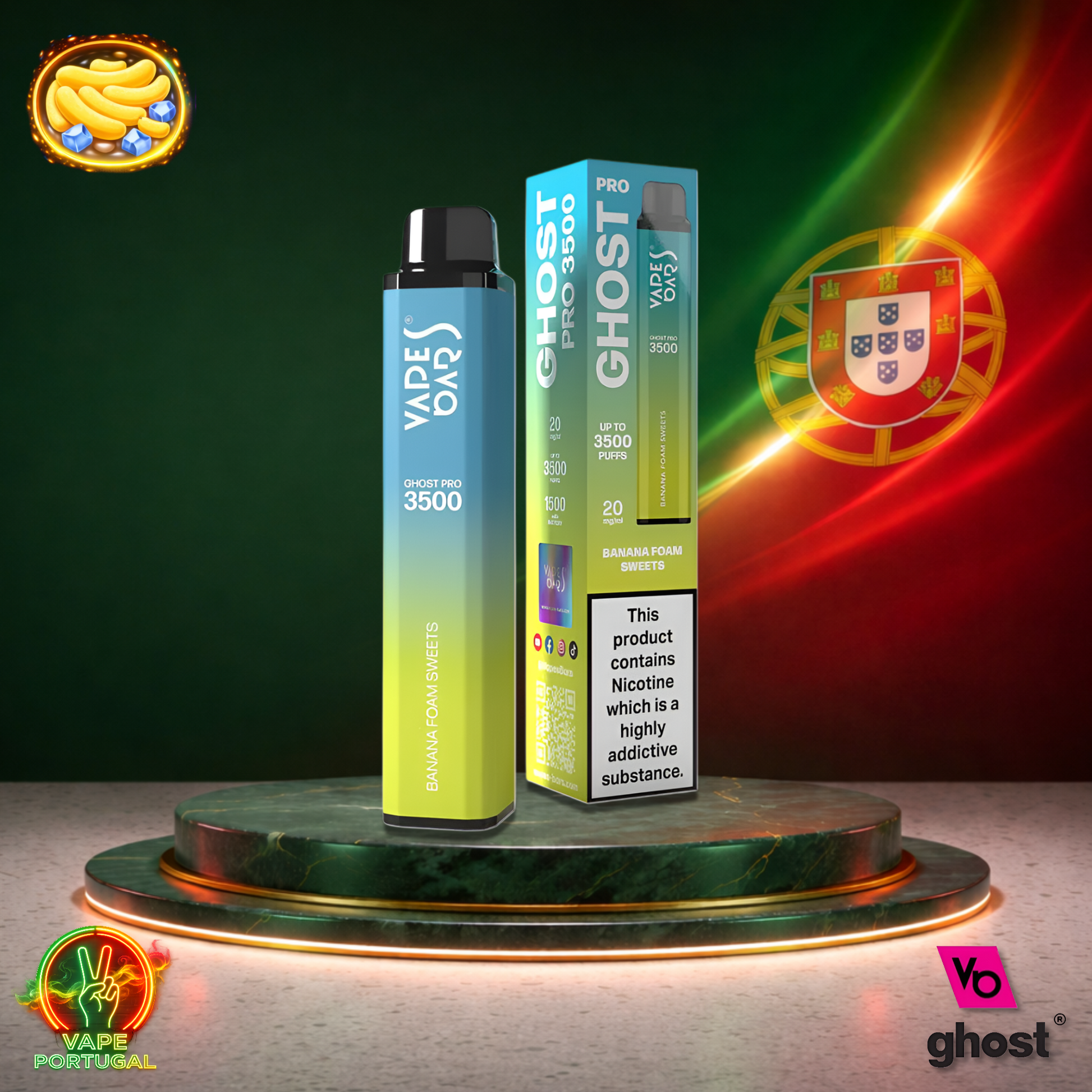 Vape descartável Ghost Pro 3500 sabor Banana Foam Sweets 3500 puffs 3.5K tragadas mais barato