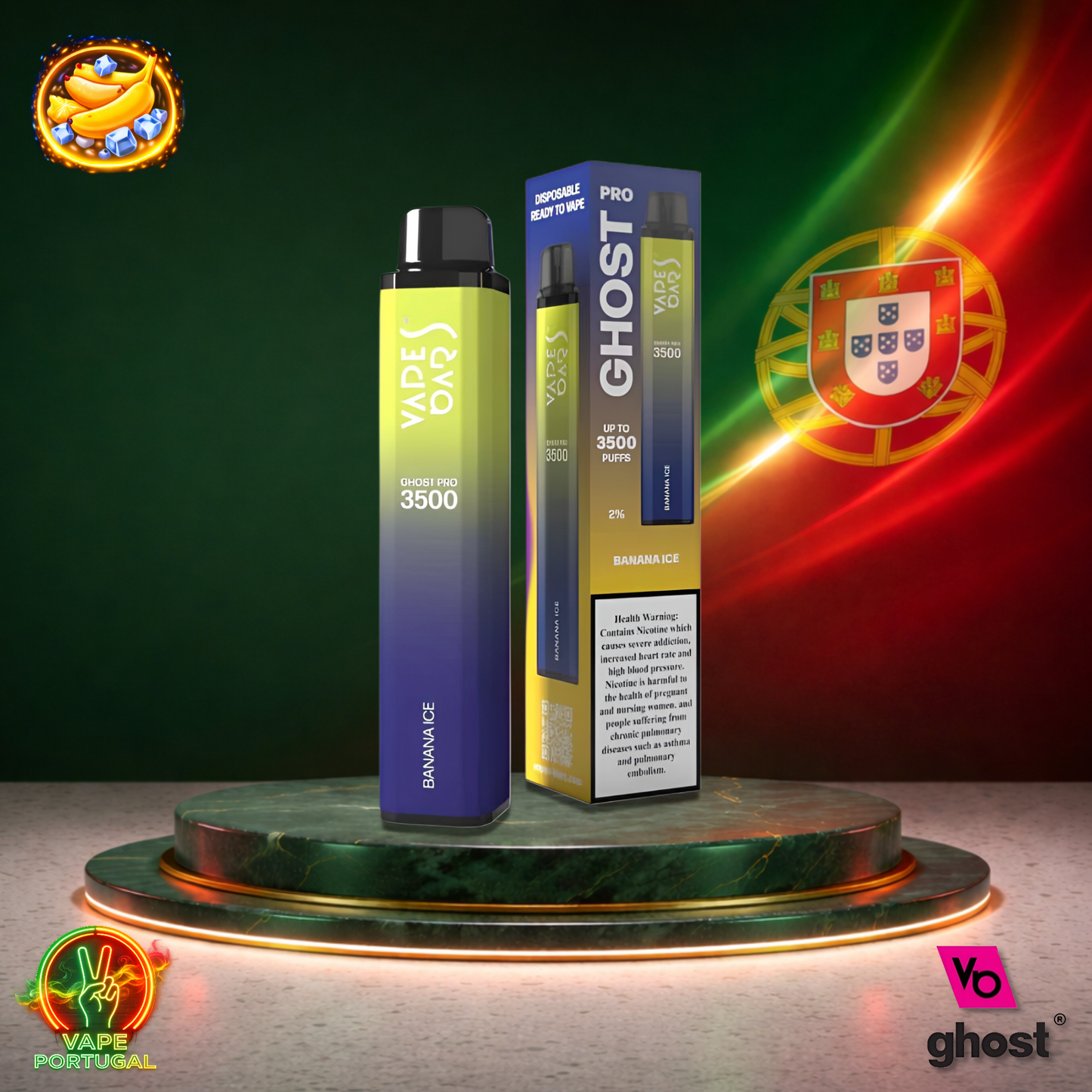 Vape descartável Ghost Pro 3500 sabor Banana Ice 3500 puffs 3.5K tragadas mais barato