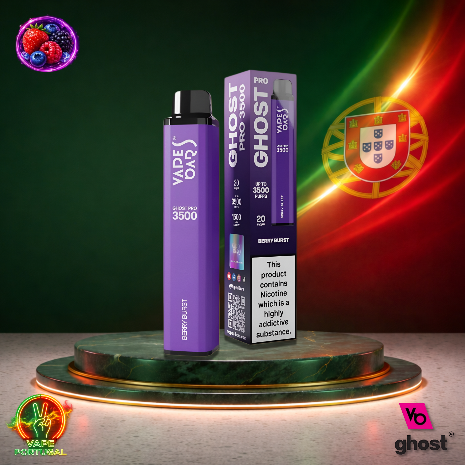 Vape descartável Ghost Pro 3500 sabor Berry Burst 3500 puffs 3.5K tragadas mais barato