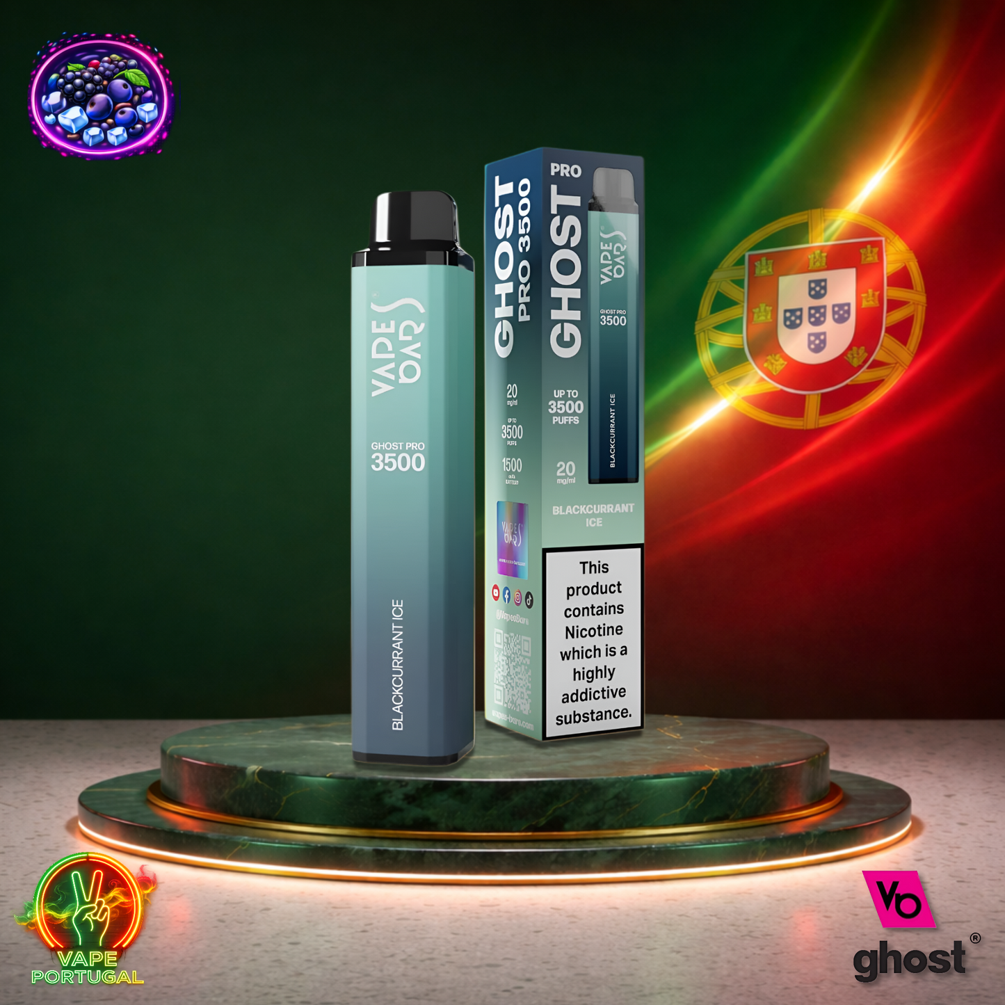 Vape descartável Ghost Pro 3500 sabor Blackcurrant Ice 3500 puffs 3.5K tragadas mais barato