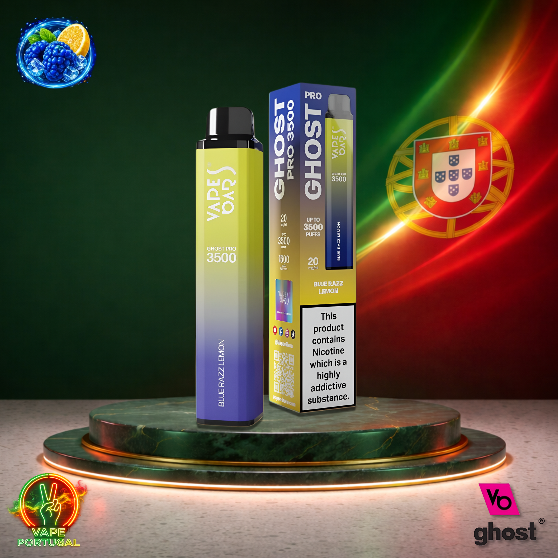 Vape descartável Ghost Pro 3500 sabor Blue Razz Lemon 3500 puffs 3.5K tragadas mais barato