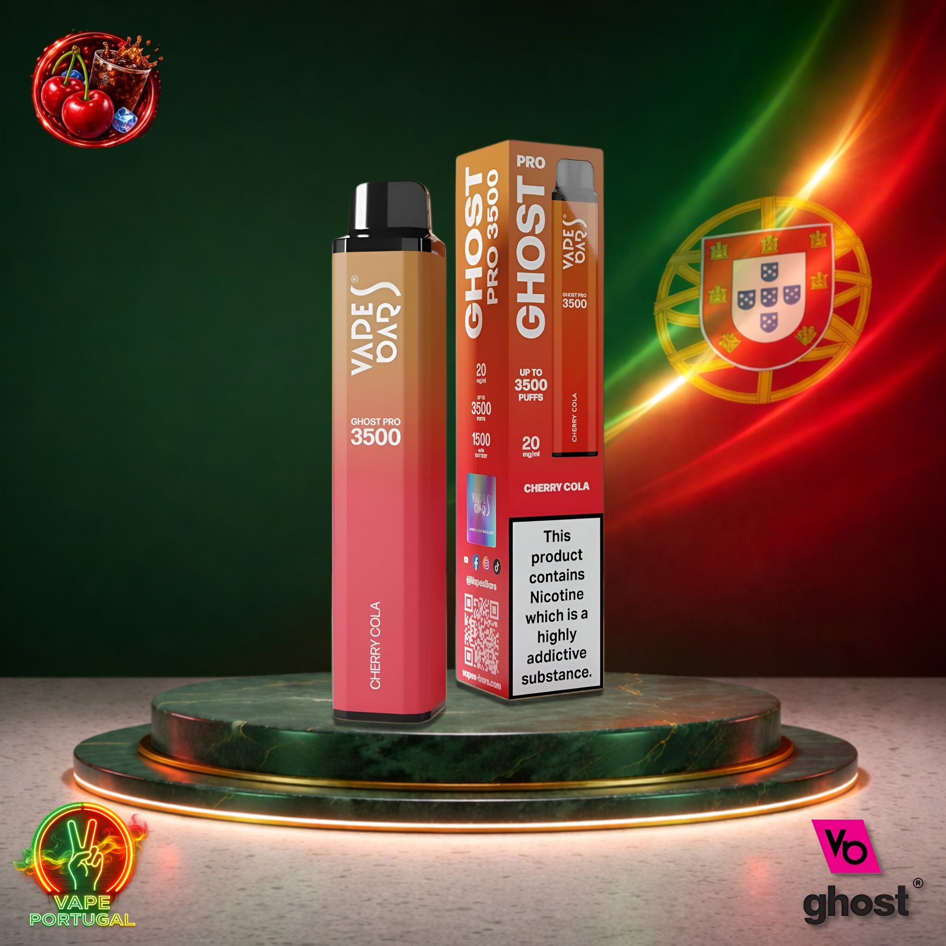 Vape descartável Ghost Pro 3500 sabor Cherry Cola 3500 puffs 3.5K tragadas mais barato