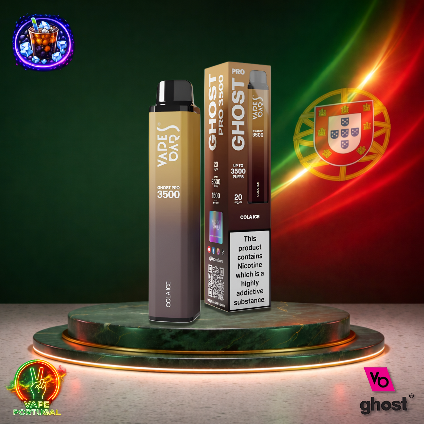 Vape descartável Ghost Pro 3500 sabor Cola Ice 3500 puffs 3.5K tragadas mais barato