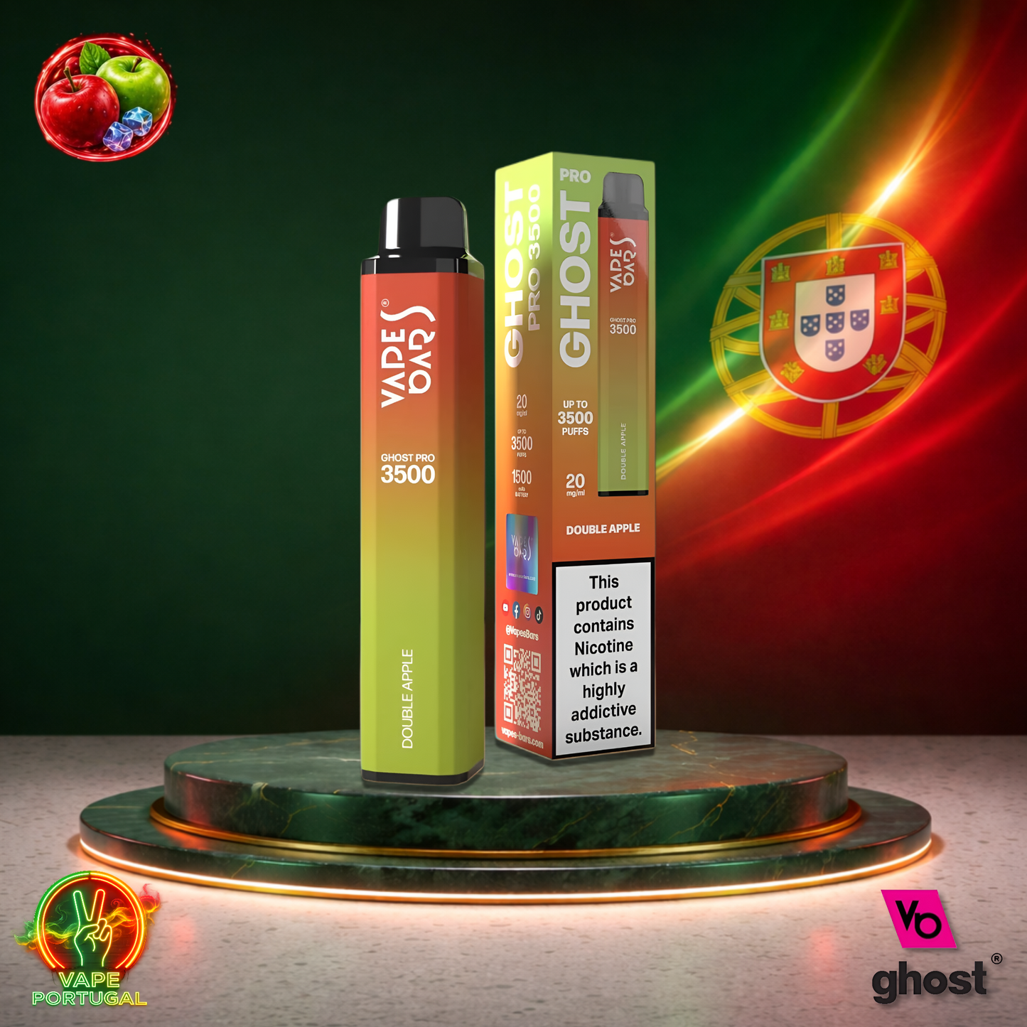 Vape descartável Ghost Pro 3500 sabor Double Apple 3500 puffs 3.5K tragadas mais barato