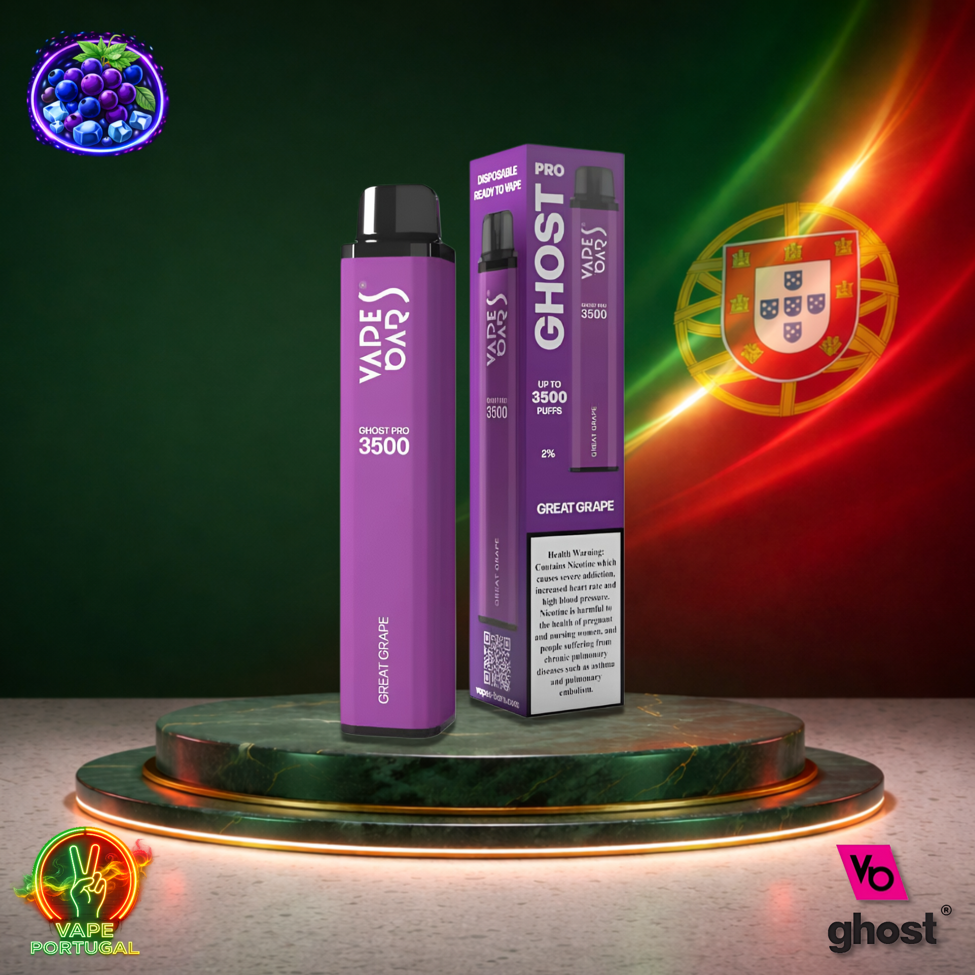 Vape descartável Ghost Pro 3500 sabor Great Grape 3500 puffs 3.5K tragadas mais barato