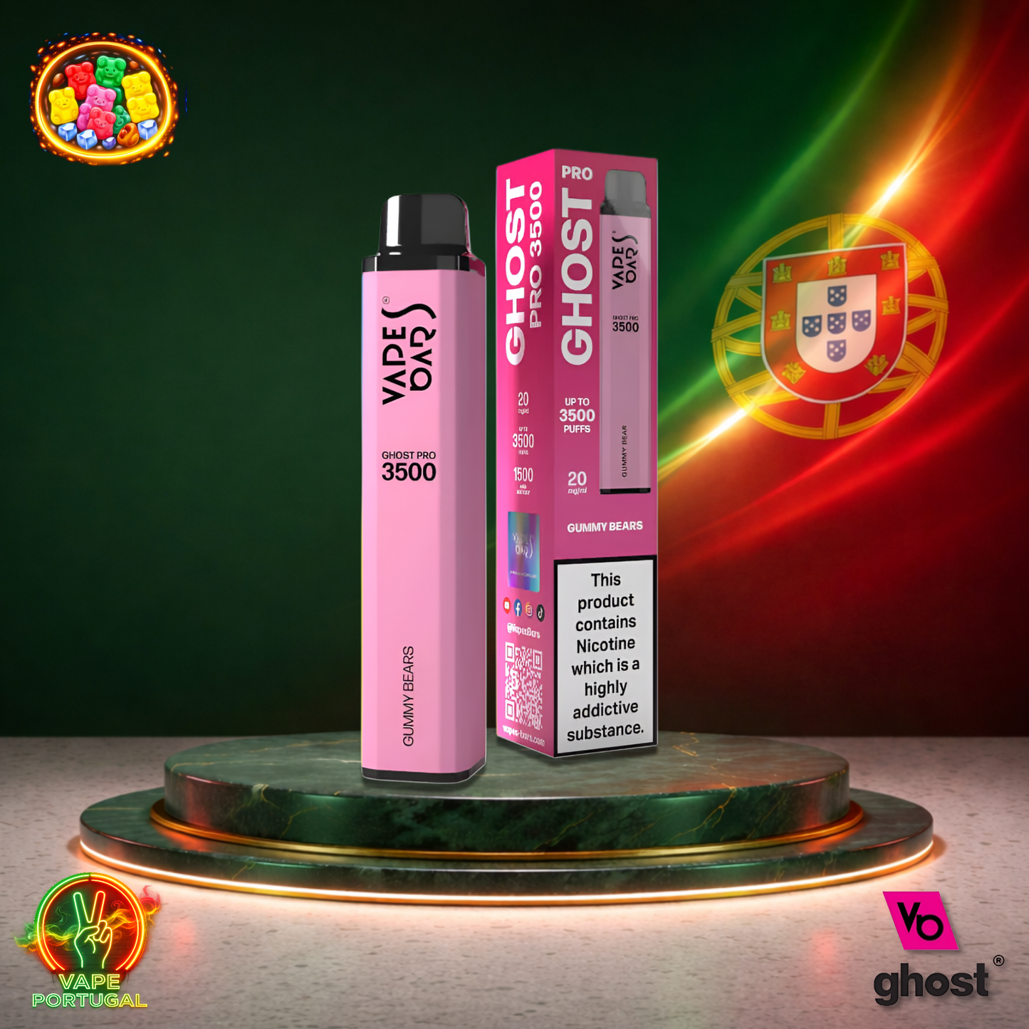 Vape descartável Ghost Pro 3500 sabor Gummy Bear 3500 puffs 3.5K tragadas mais barato