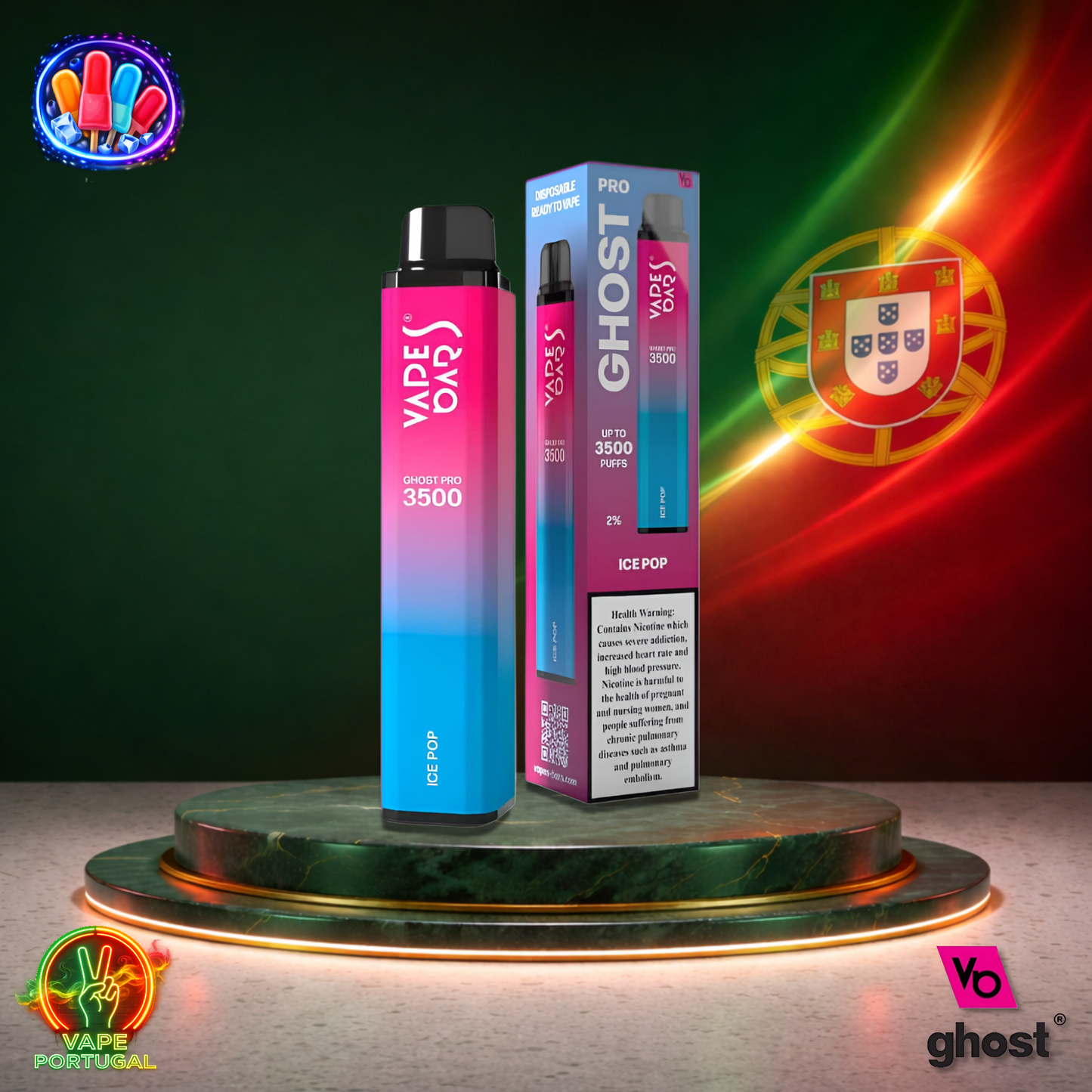 Vape descartável Ghost Pro 3500 sabor Ice Pop 3500 puffs 3.5K tragadas mais barato