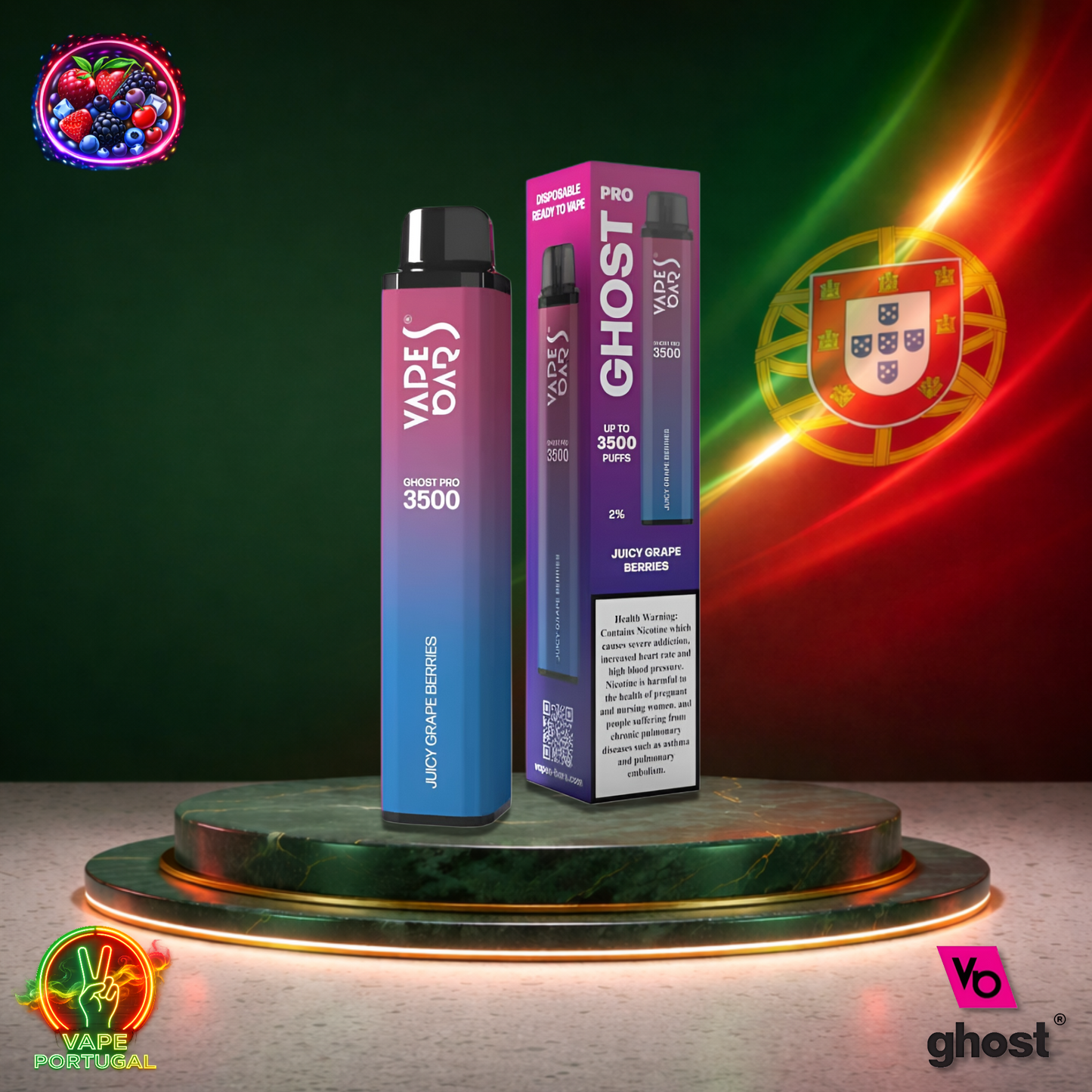 Vape descartável Ghost Pro 3500 sabor Juicy Grape Berries 3500 puffs 3.5K tragadas mais barato