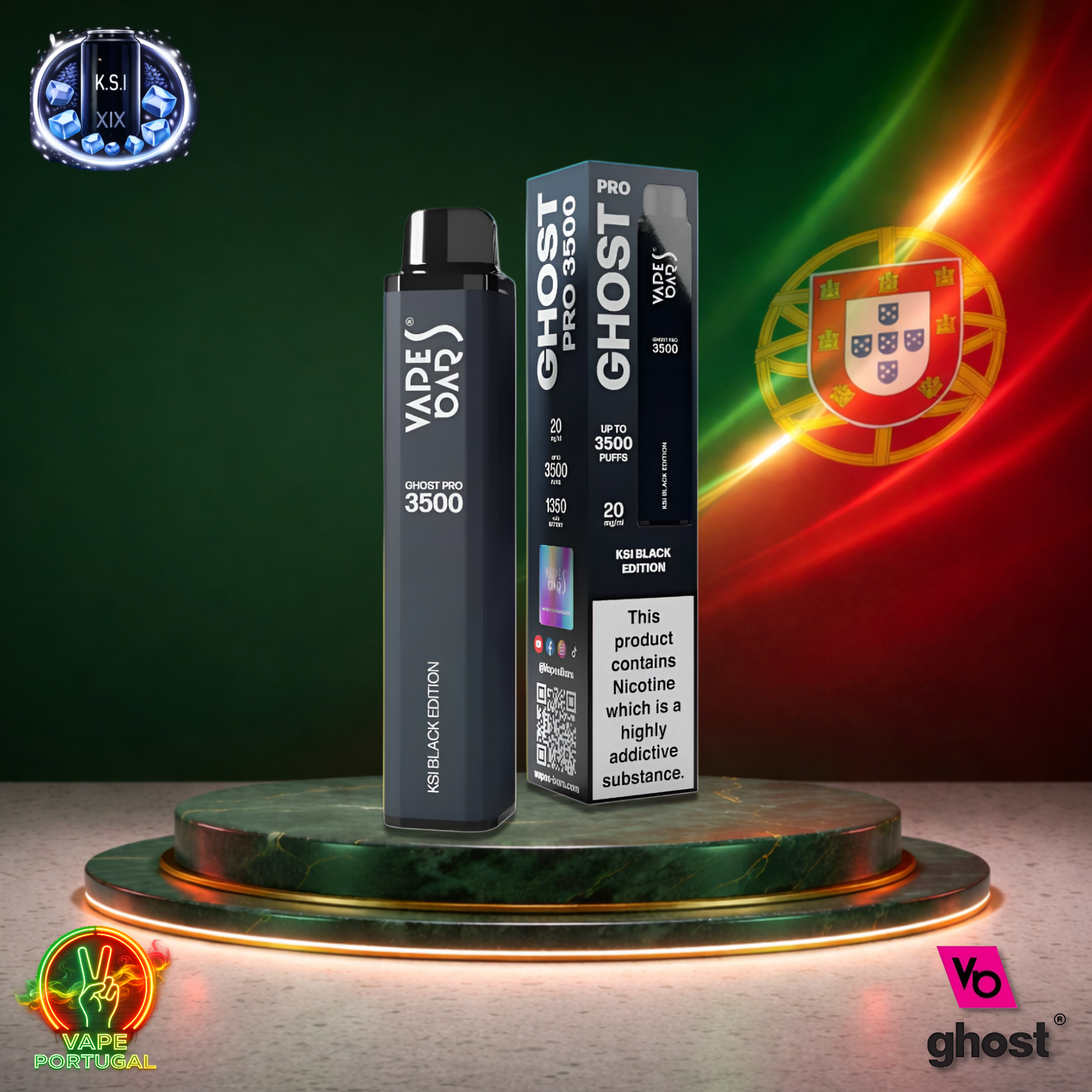 Vape descartável Ghost Pro 3500 sabor Ksi Black Edition 3500 puffs 3.5K tragadas mais barato