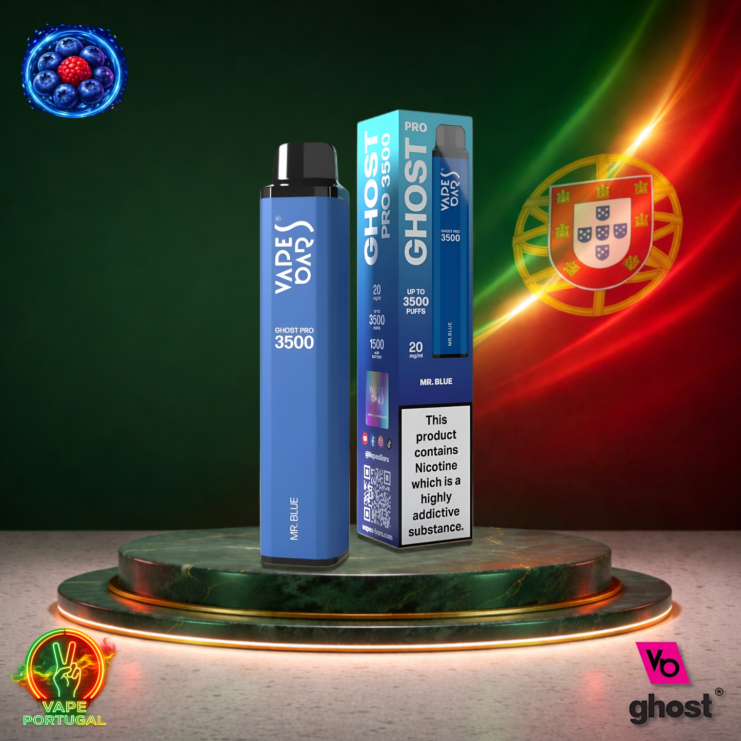 Vape descartável Ghost Pro 3500 sabor Mr Blue 3500 puffs 3.5K tragadas mais barato