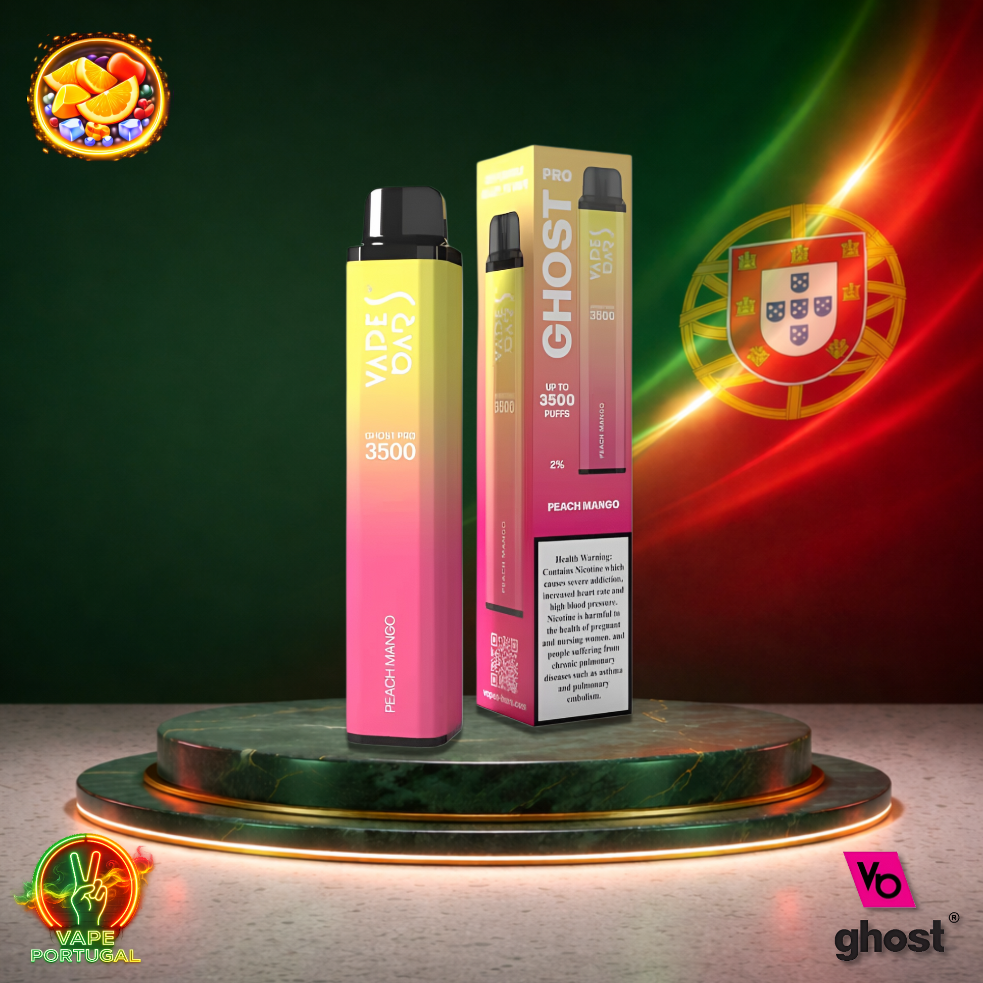 Vape descartável Ghost Pro 3500 sabor Peach Mango 3500 puffs 3.5K tragadas mais barato